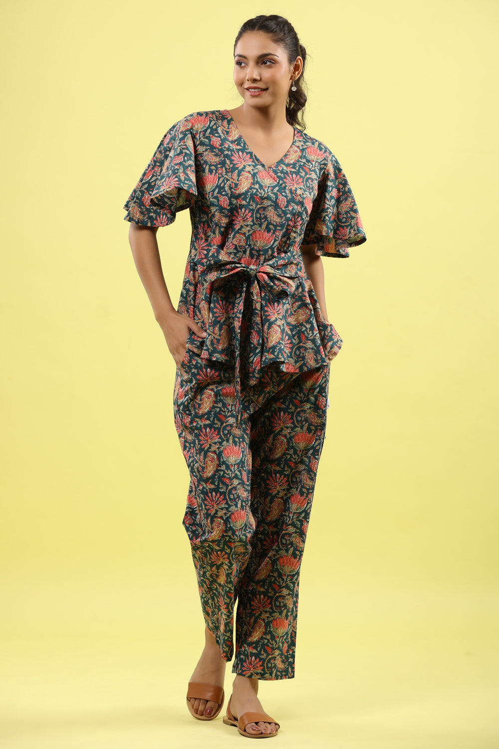 Floral Jaal on Indigo Lounge Co-ord Set