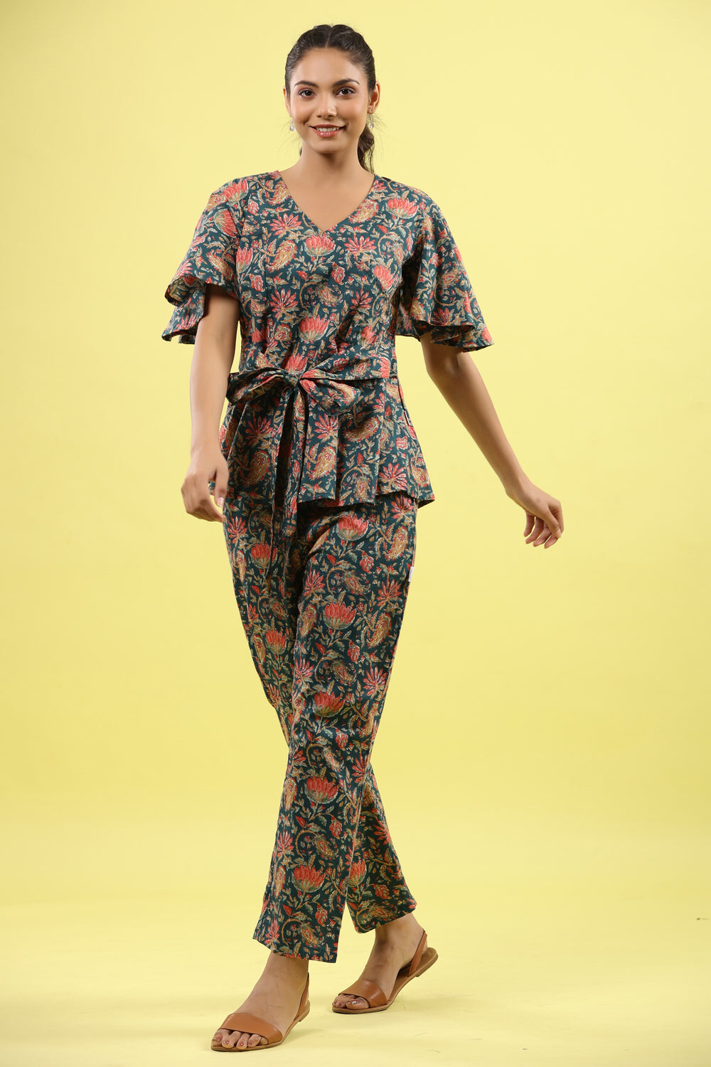 Floral Jaal on Indigo Lounge Co-ord Set