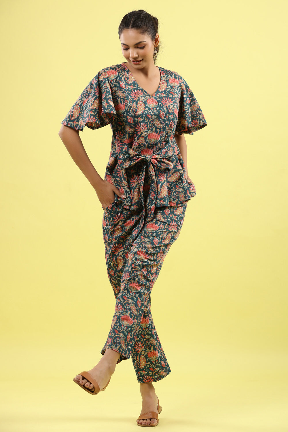 Floral Jaal on Indigo Lounge Co-ord Set