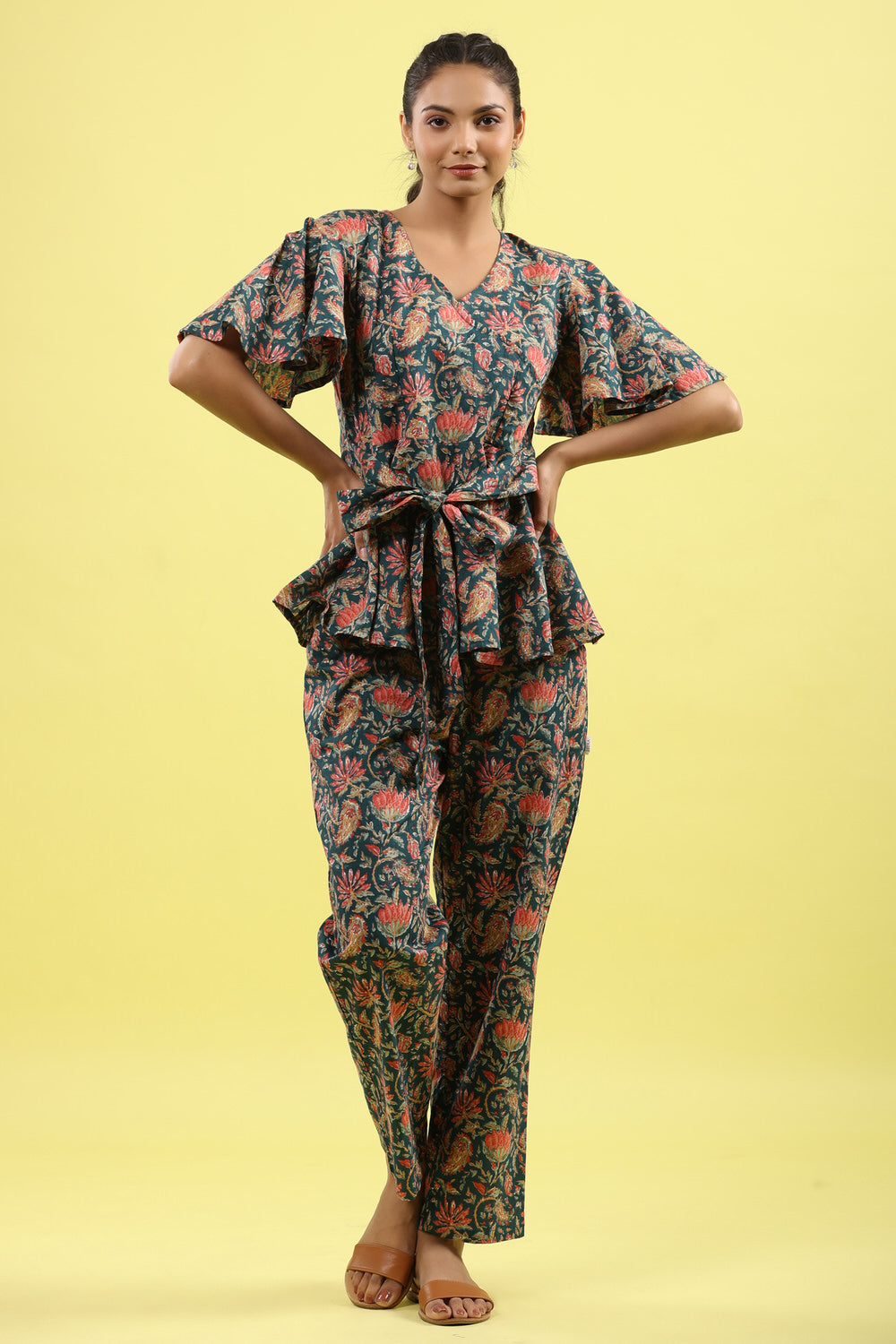 Floral Jaal on Indigo Lounge Co-ord Set