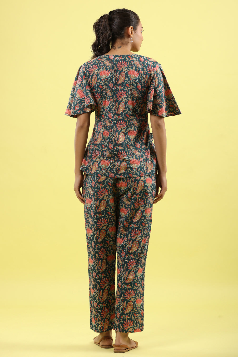 Floral Jaal on Indigo Lounge Co-ord Set