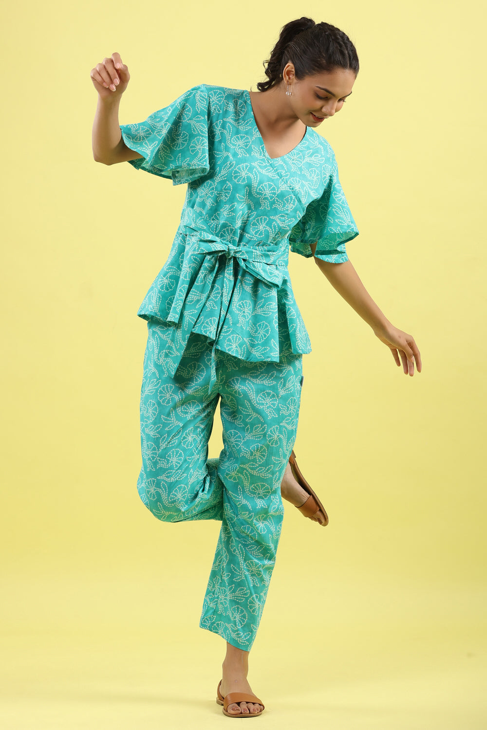 Shibori Blue Lounge Tie Up Co-ord Set