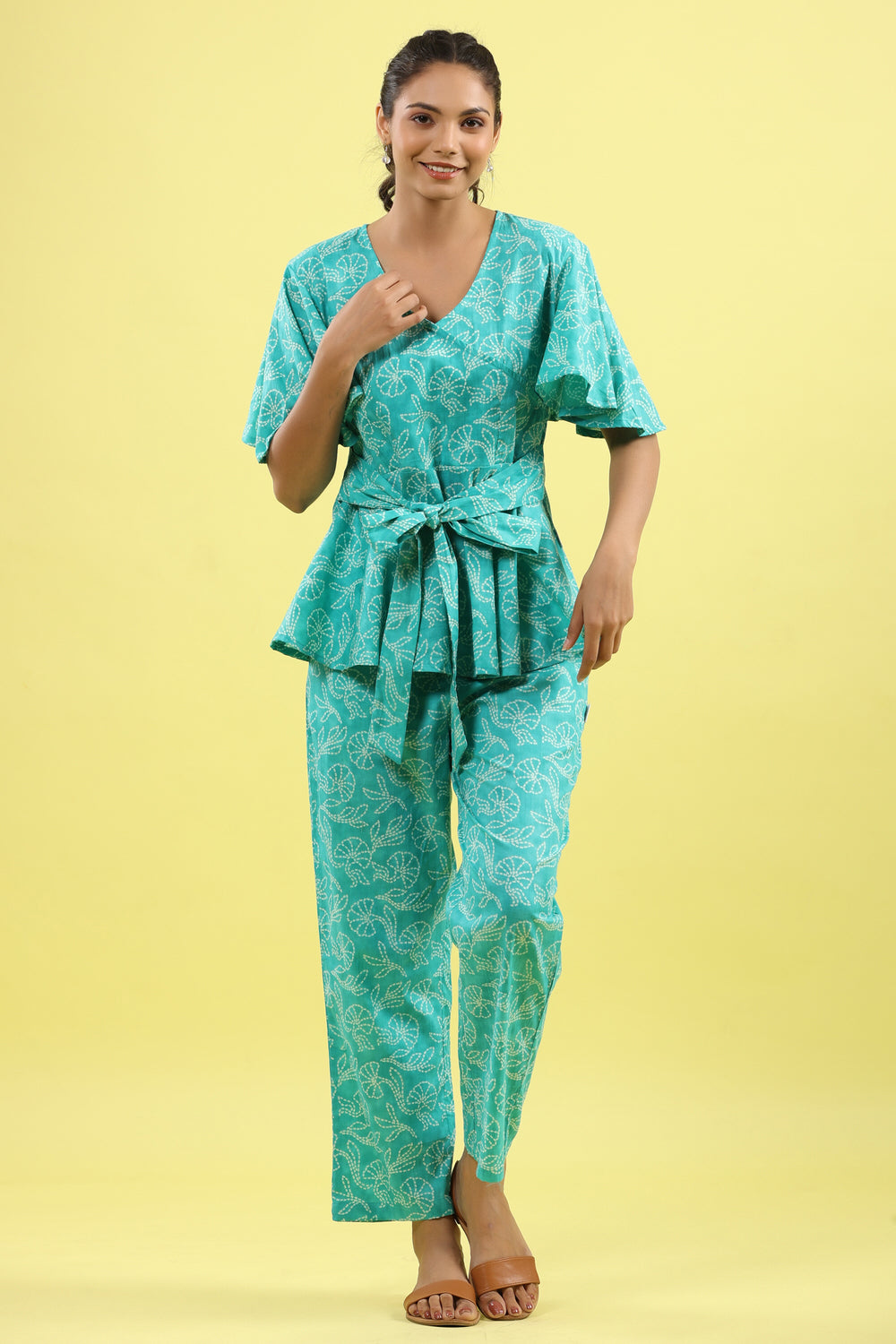 Shibori Blue Lounge Tie Up Co-ord Set