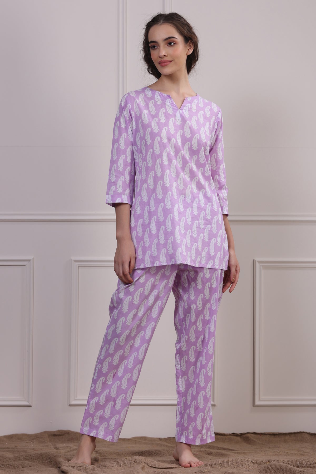 Paisley on Lavender Loungewear Top Set