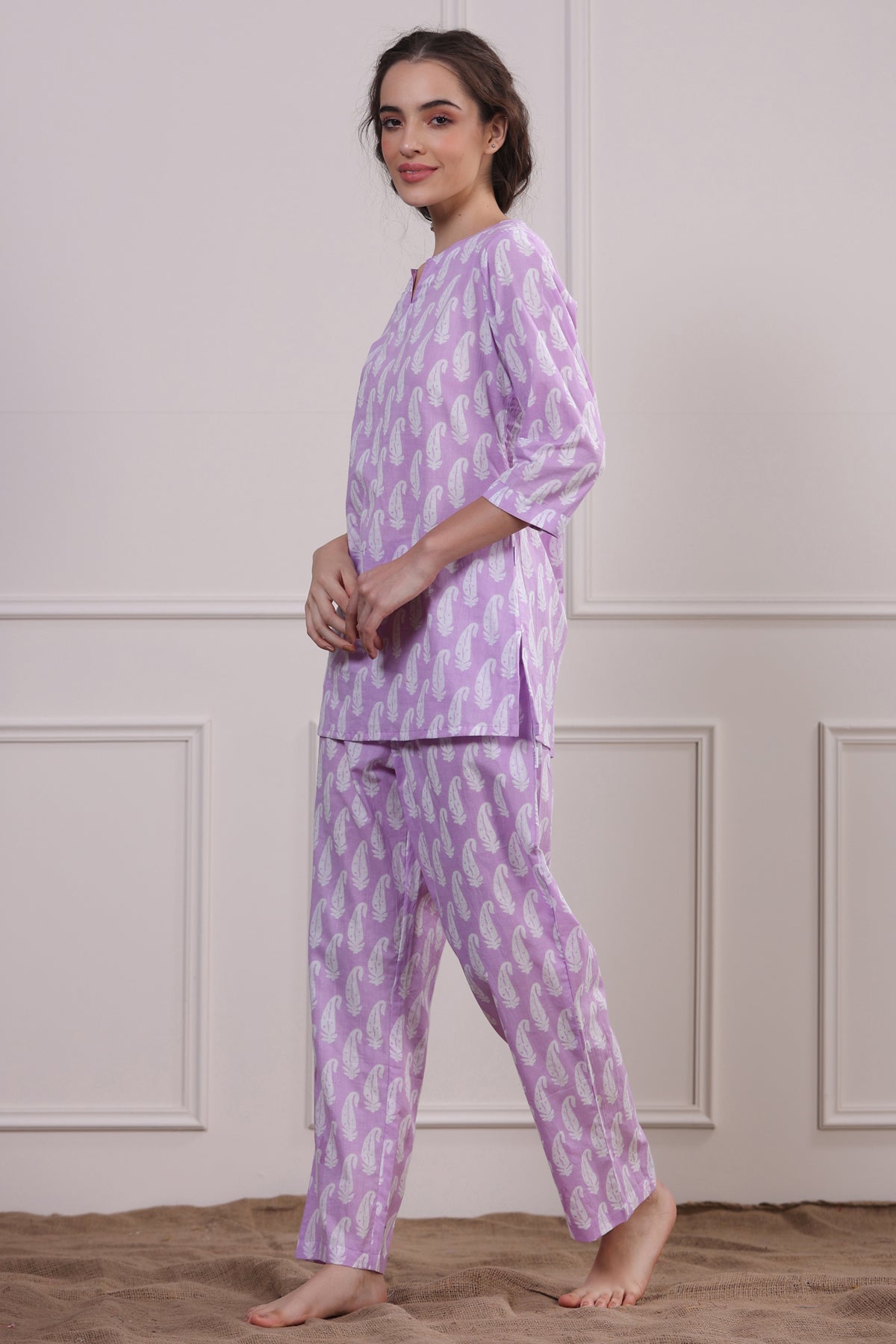 Paisley on Lavender Loungewear Top Set