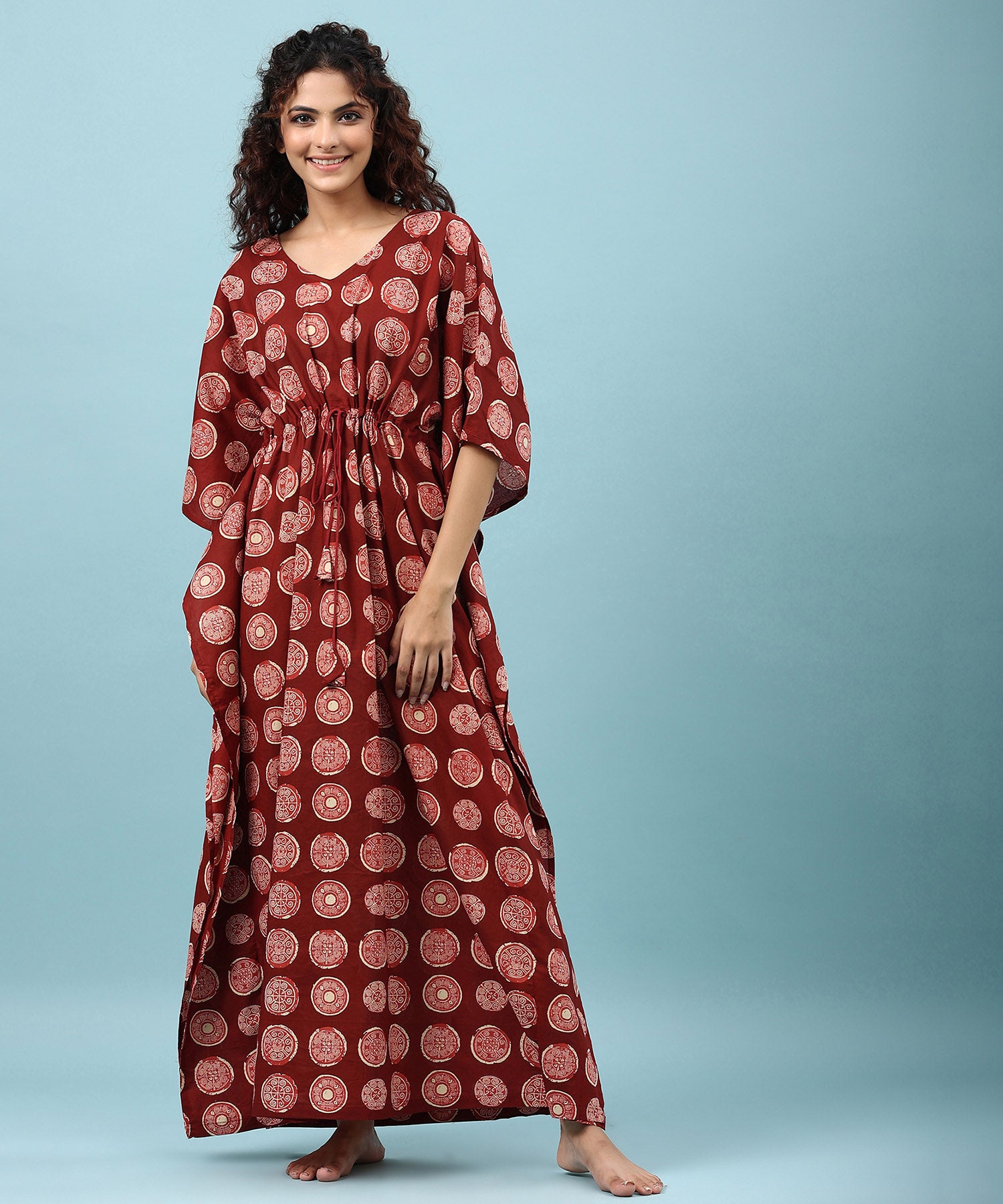 Roman Cotton Maroon Kaftan