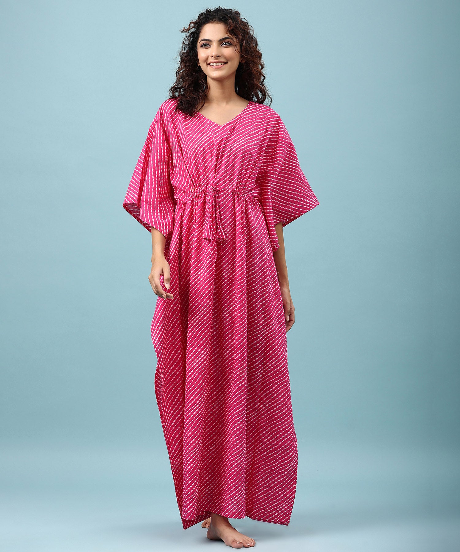 Mothra on Pink Cotton Kaftan