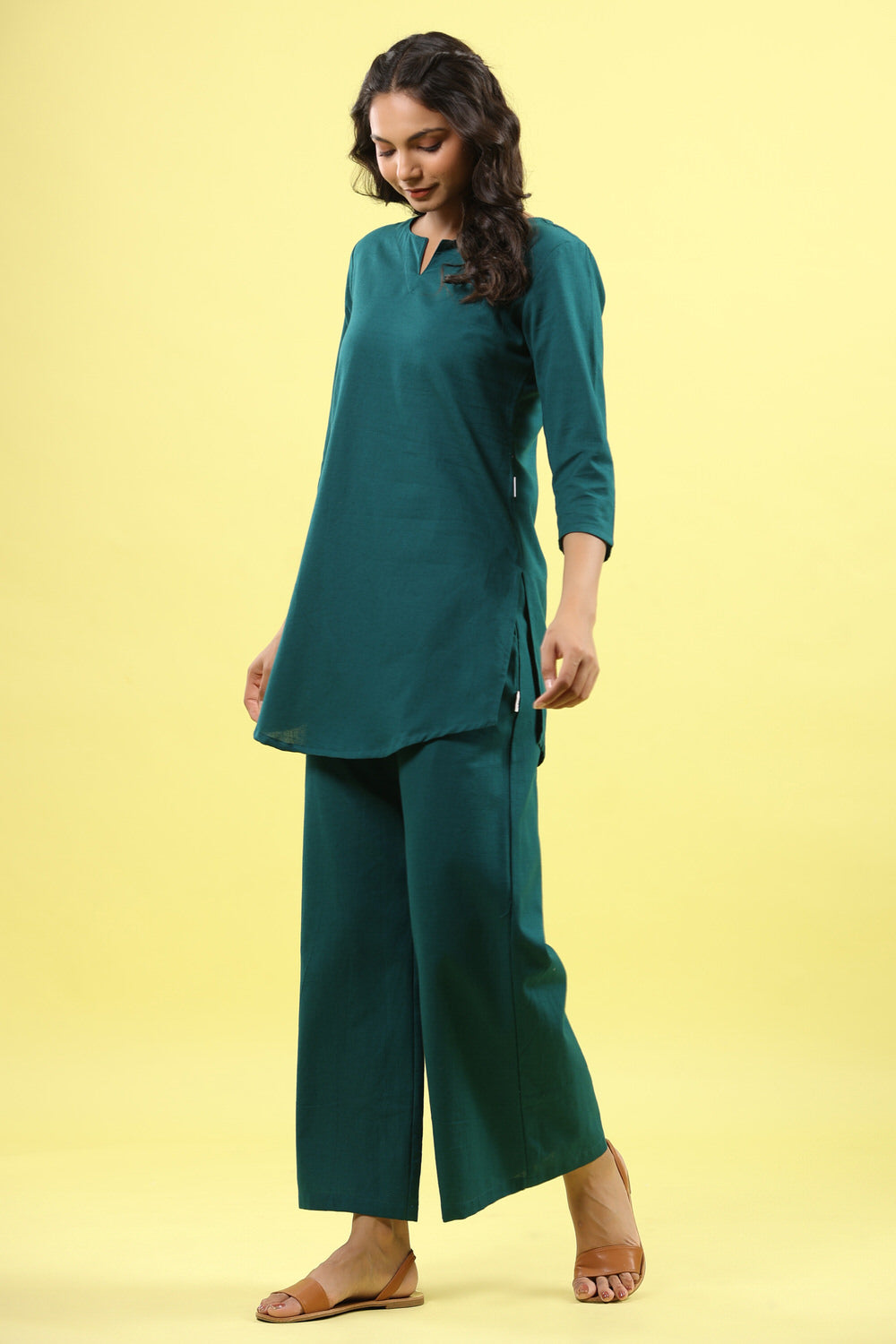 Solid Teal Lounge Pallazo Co-ord Set