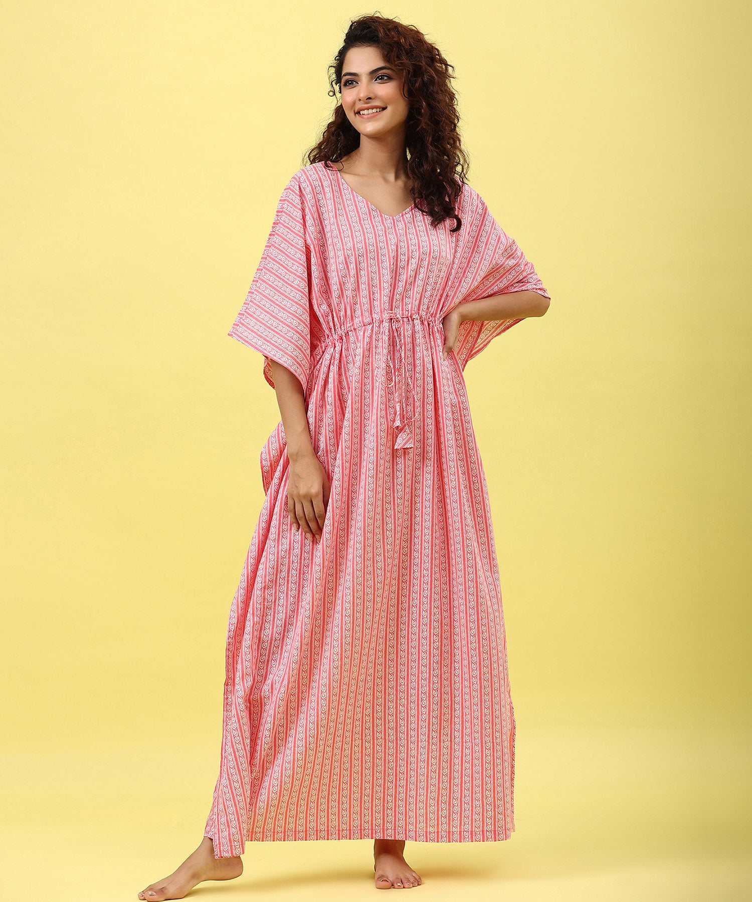 Twirl on Pink Cotton Kaftan