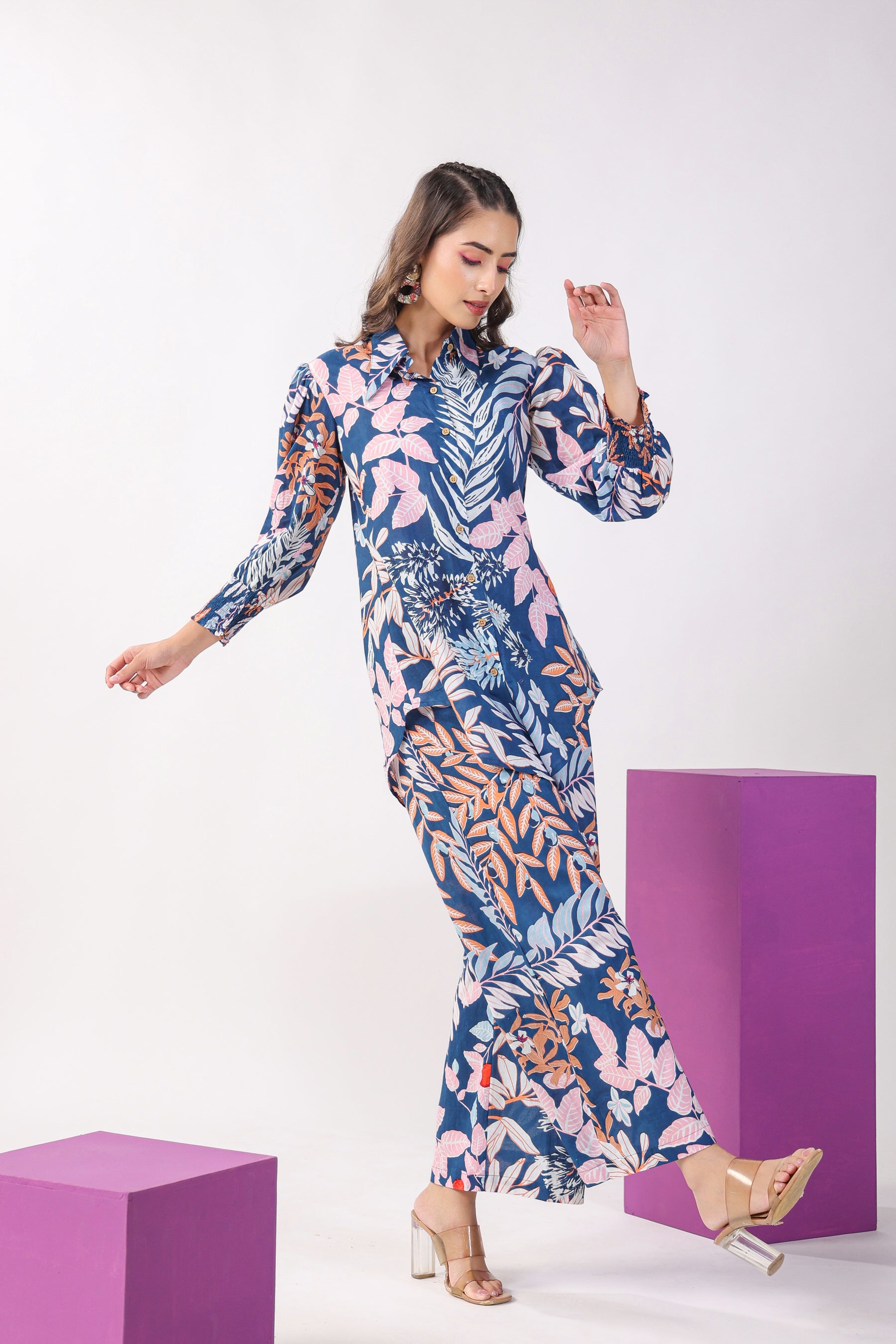 Leaves on Indigo Lounge Co-ord Set