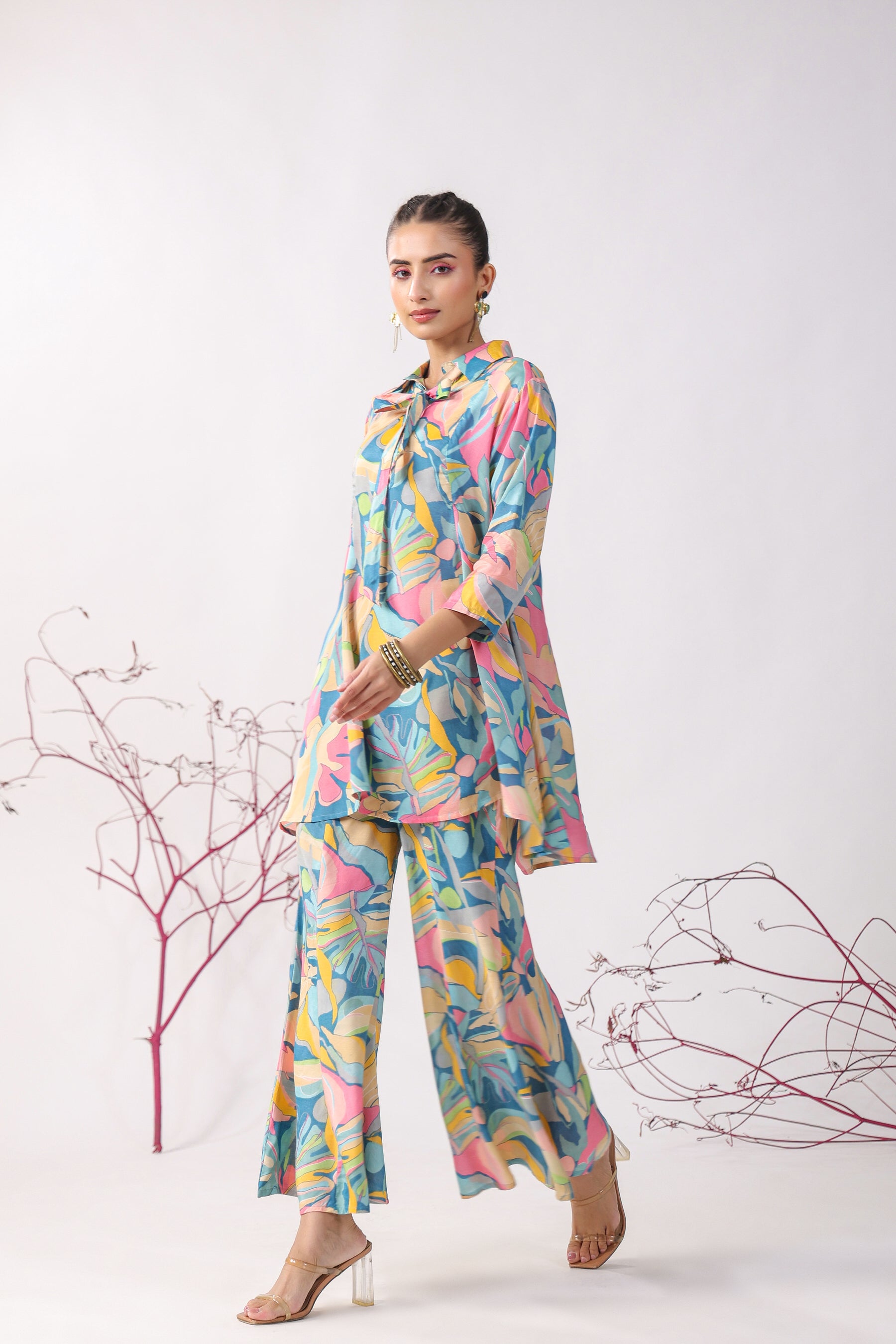 Abstract Pop Muslin Co-ord Set