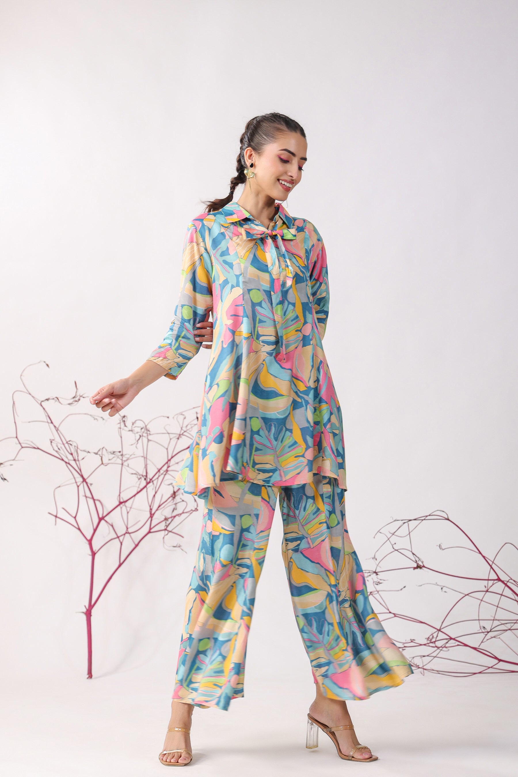 Abstract Pop Muslin Co-ord Set