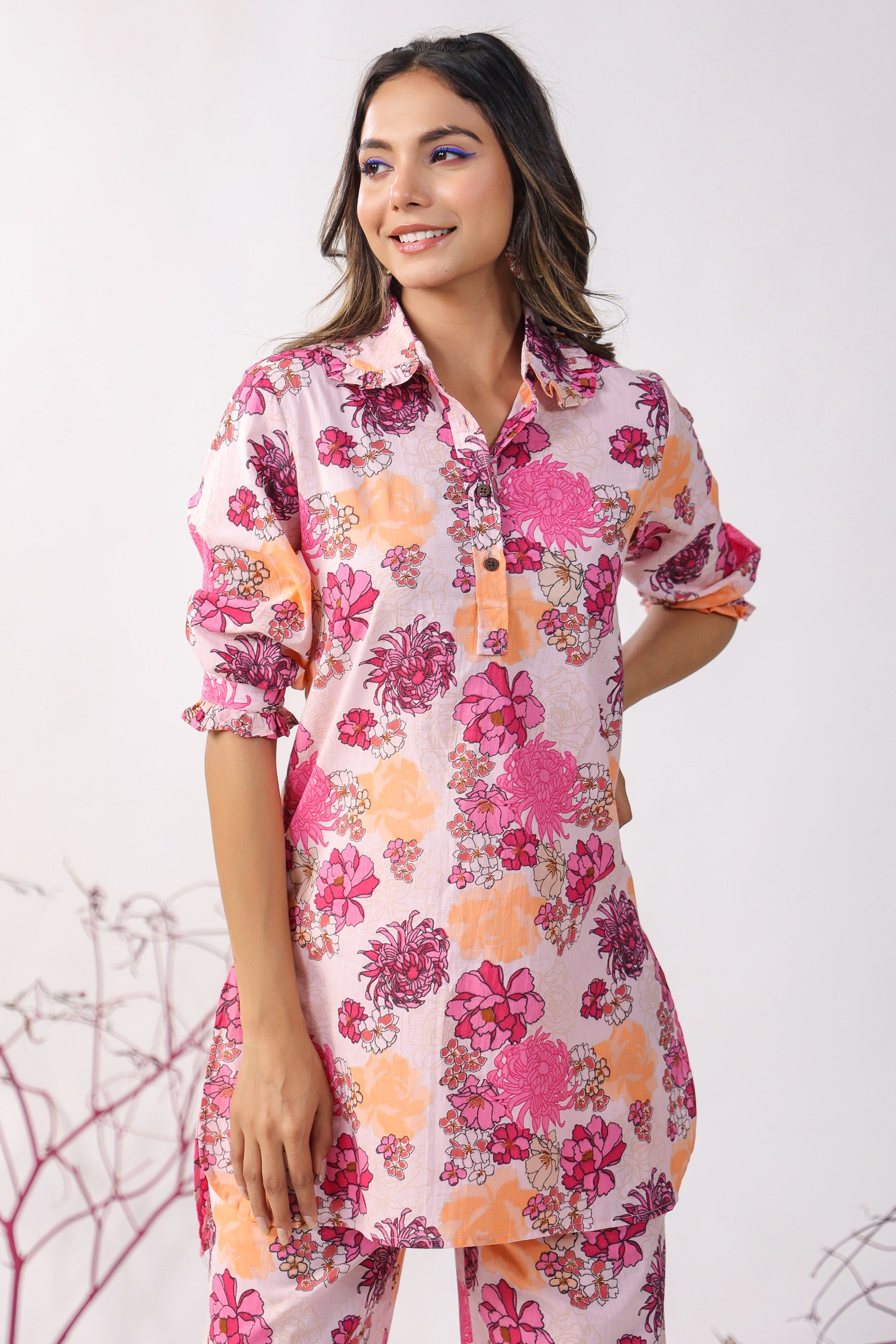 Dahlia on Pink Lounge Palazzo Loungewear Set