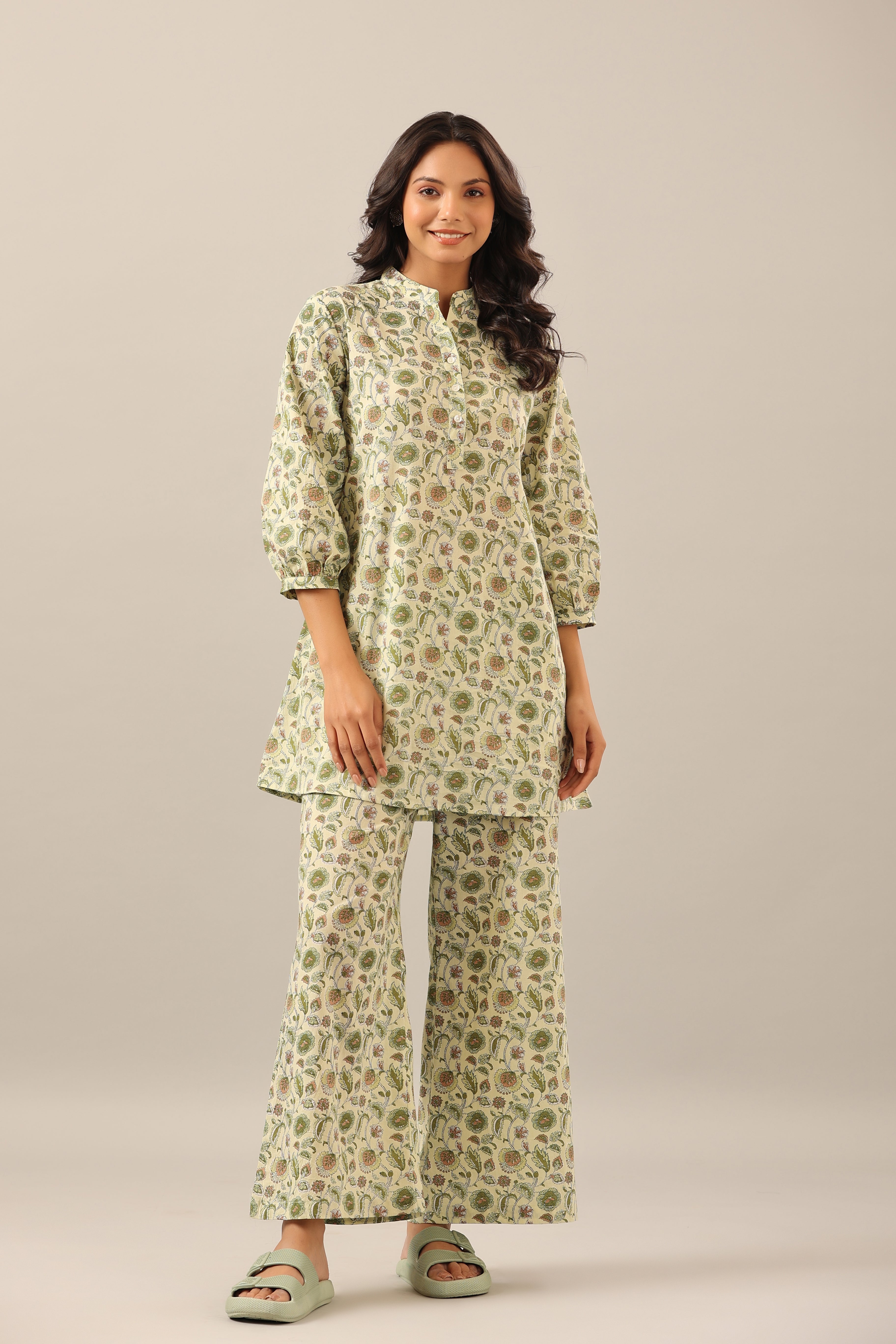 Bloom Garden Green Cotton Co-ord Lounge Set