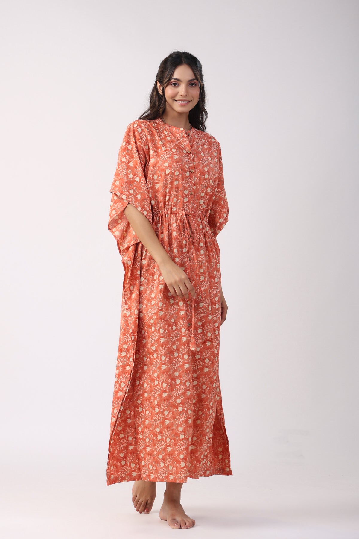 Sunset Mirage Cotton Front Buttoned Kaftan