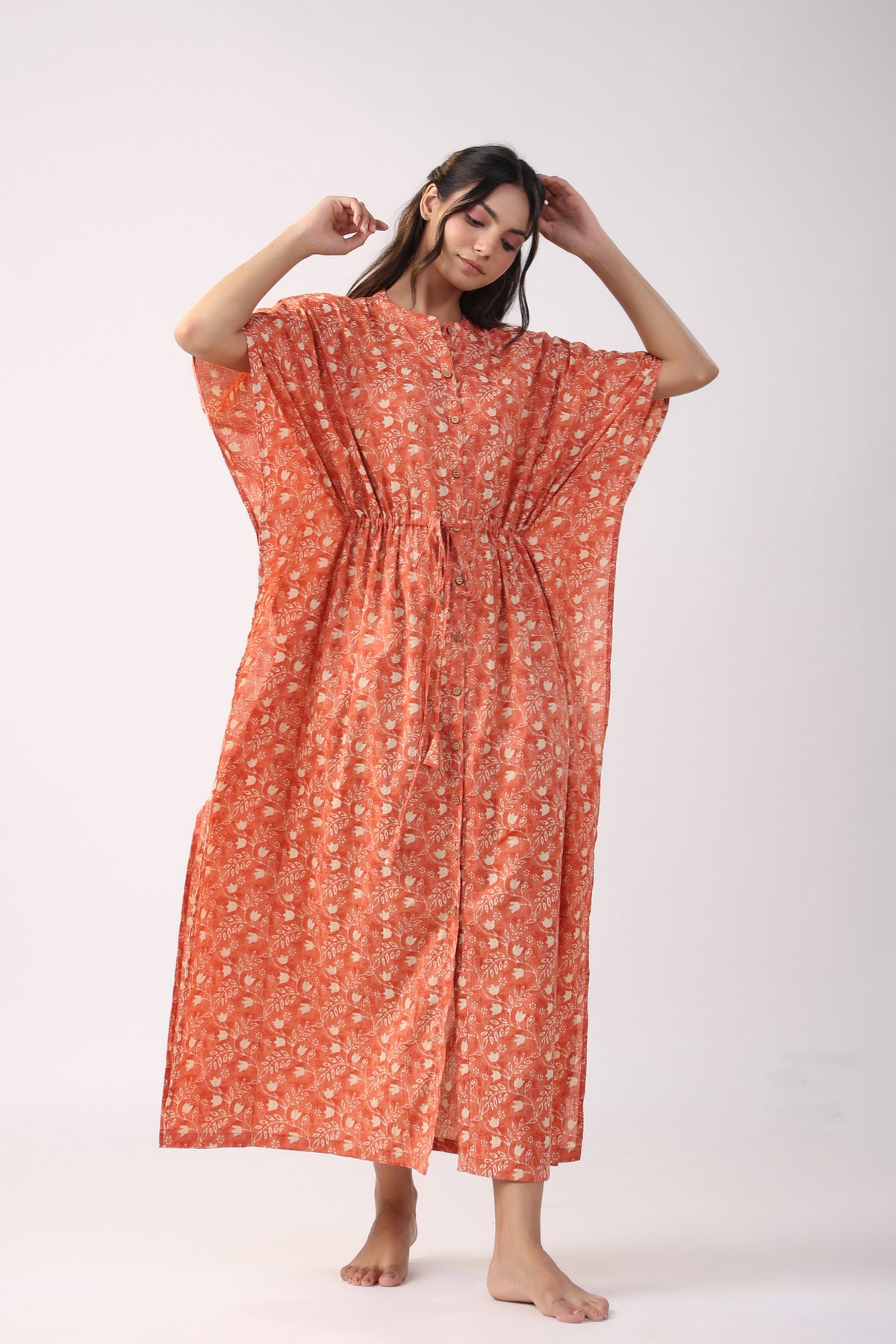 Sunset Mirage Cotton Front Buttoned Kaftan