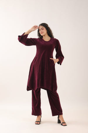 Java Plum Velvet Co-ord Set
