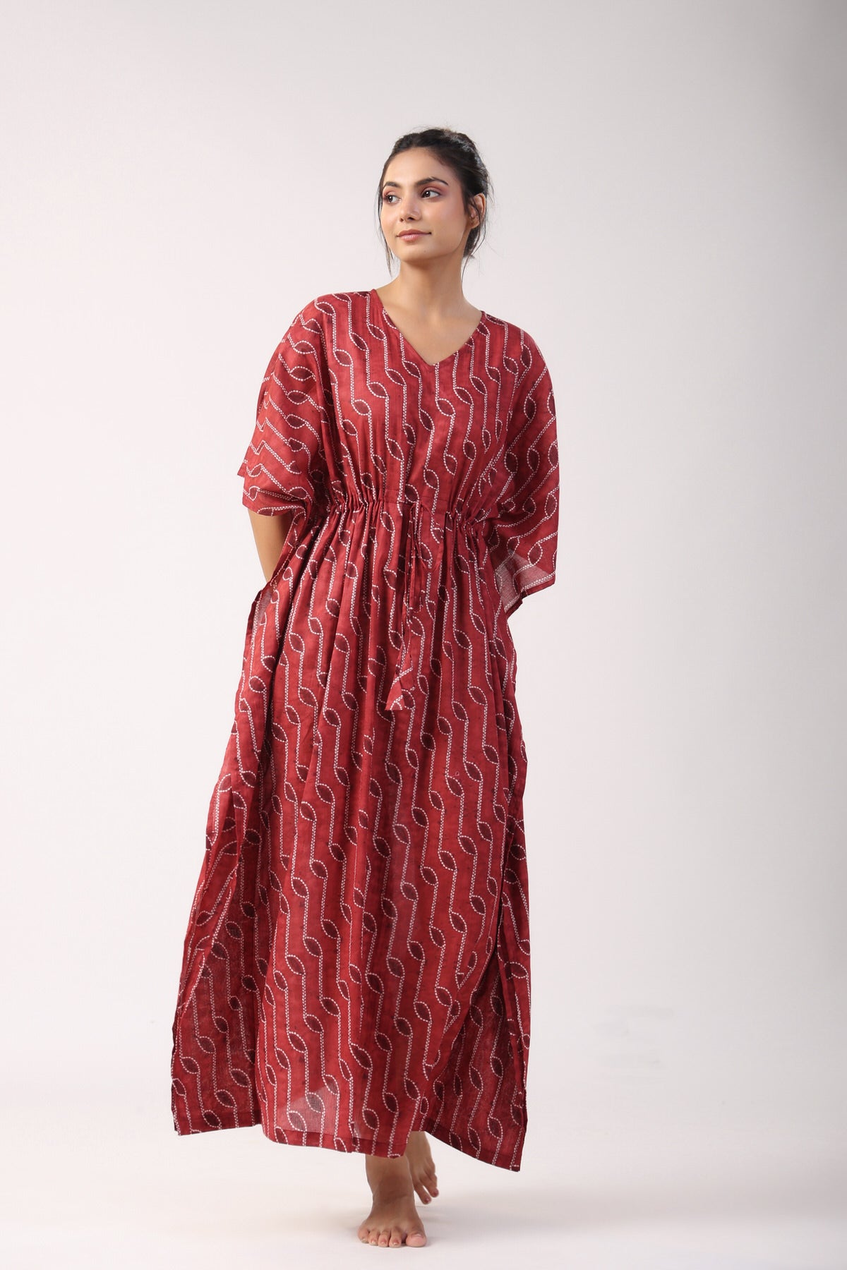 Scarlet Frenzy Cotton Kaftan