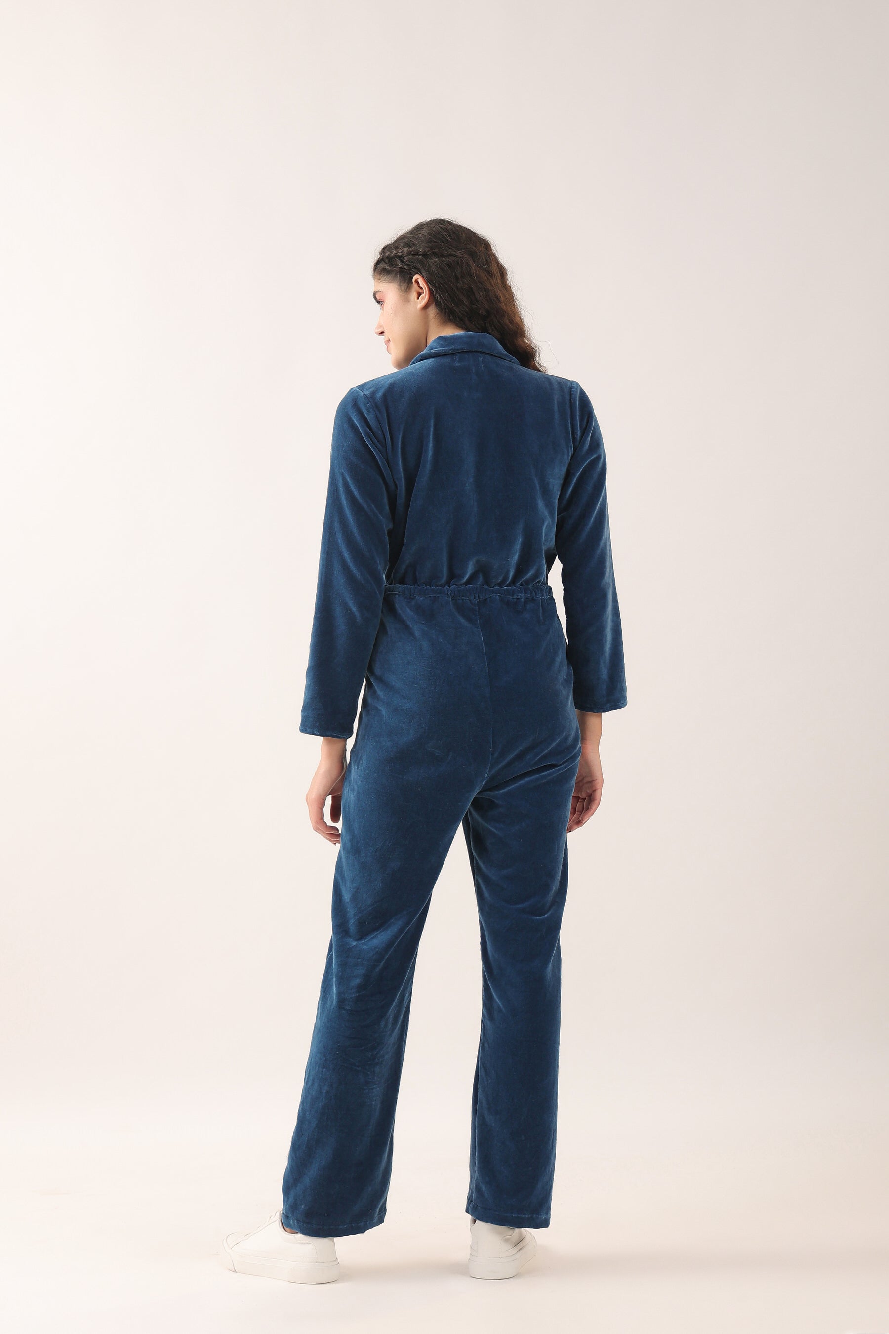 Midnight Blue Velvet Jumpsuit