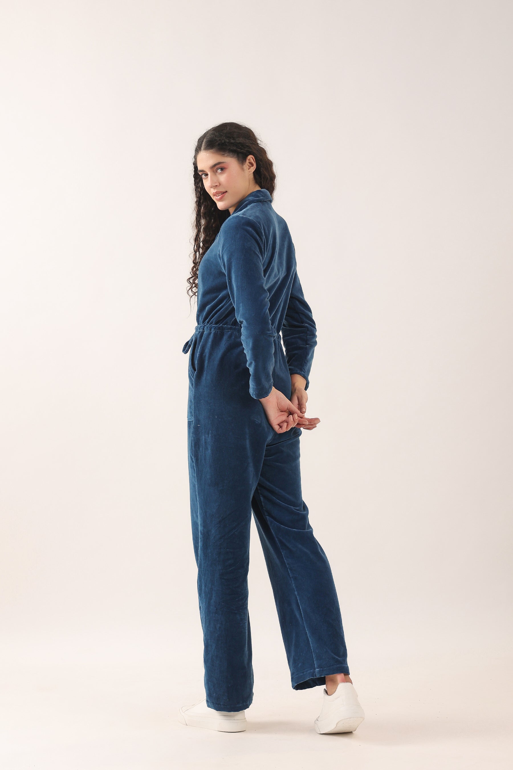 Midnight Blue Velvet Jumpsuit