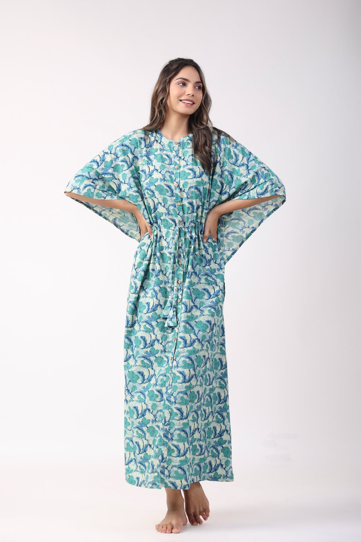 Happy Horizon Cotton Front Buttoned Kaftan