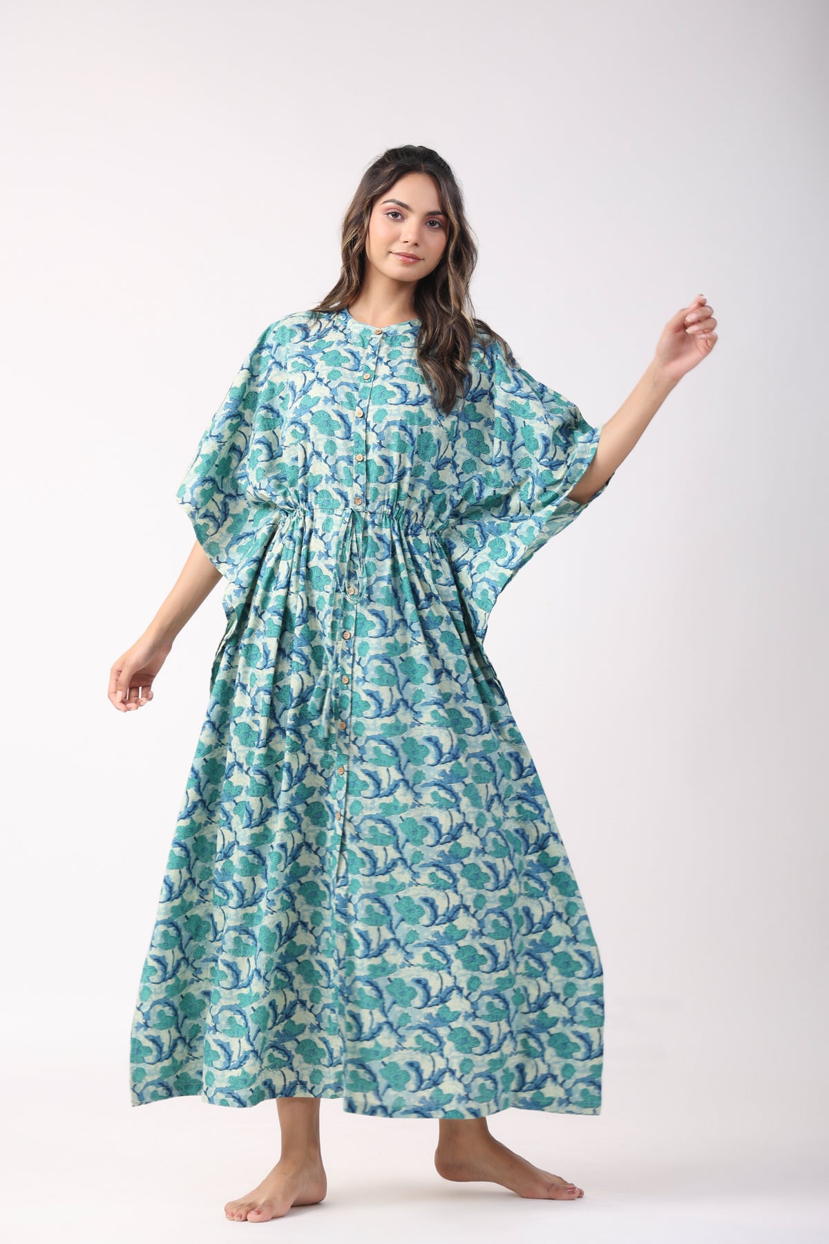 Happy Horizon Cotton Front Buttoned Kaftan