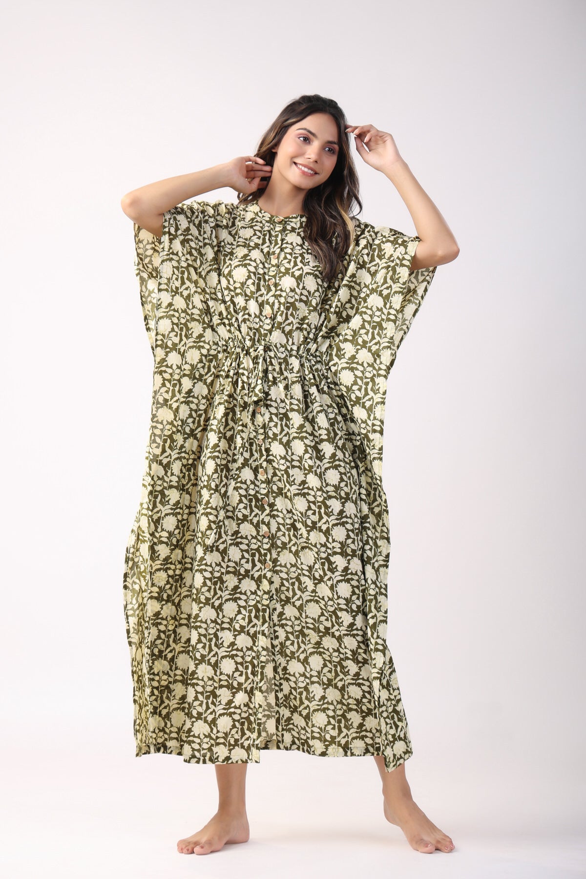 Mint Maze Cotton Kaftan