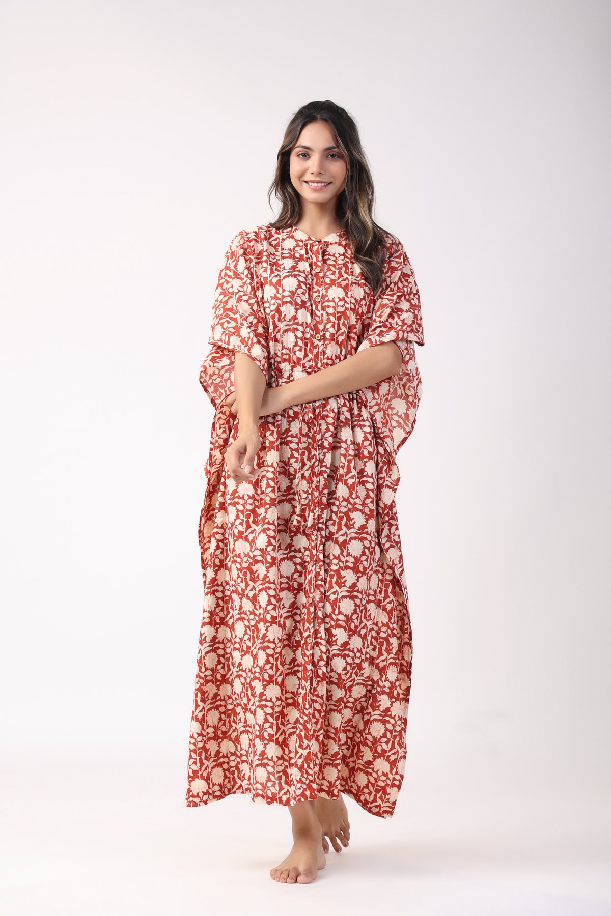 Vineyard Net Cotton Front Buttoned Kaftan