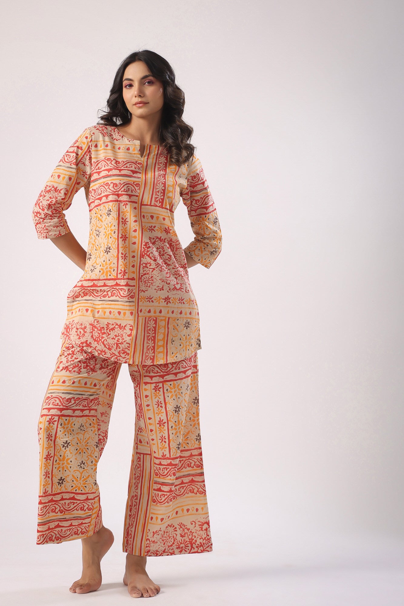 Doodle Patches on Beige Lounge Co-ord Set