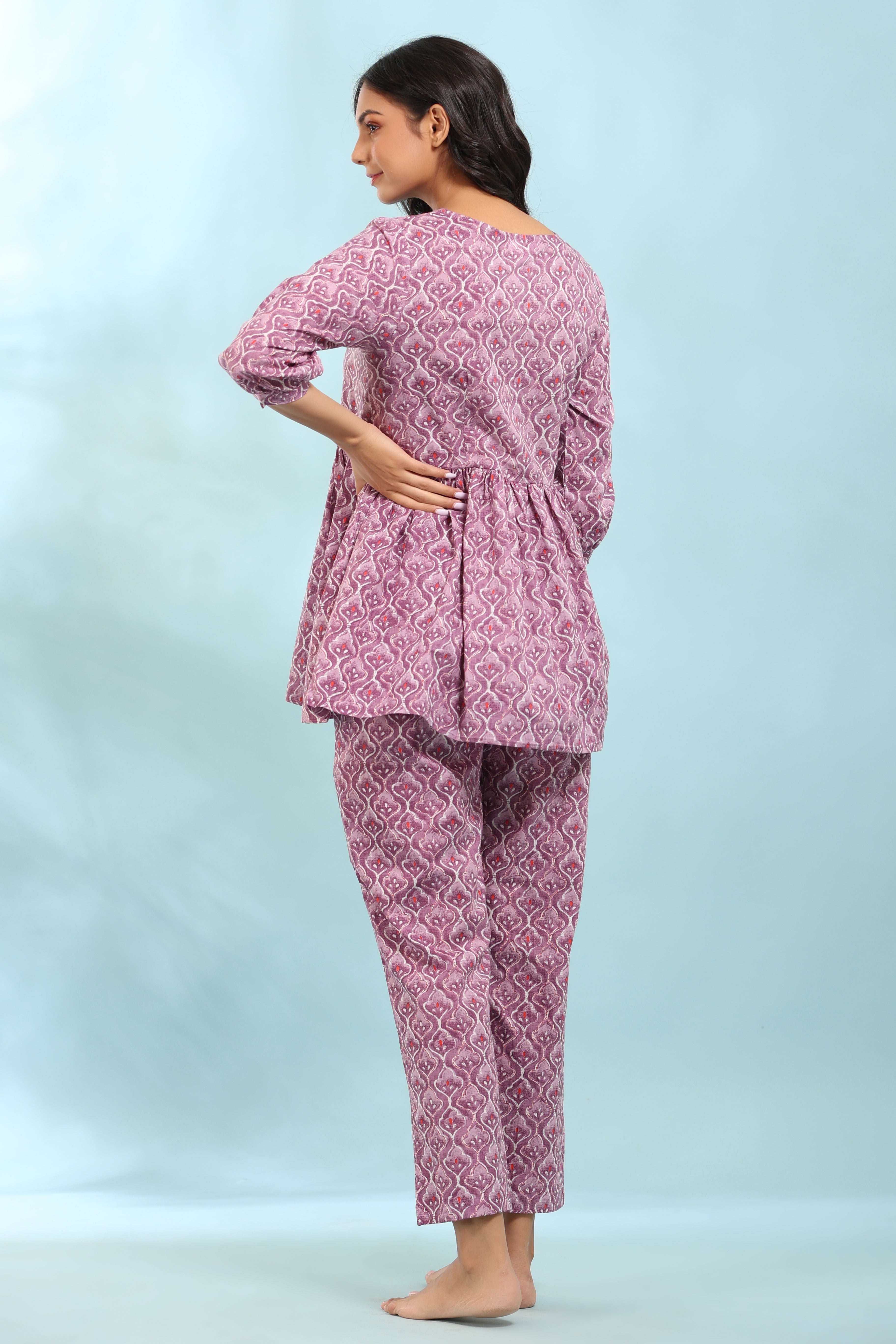 Spades On Pink Peplum Loungewear Top Set