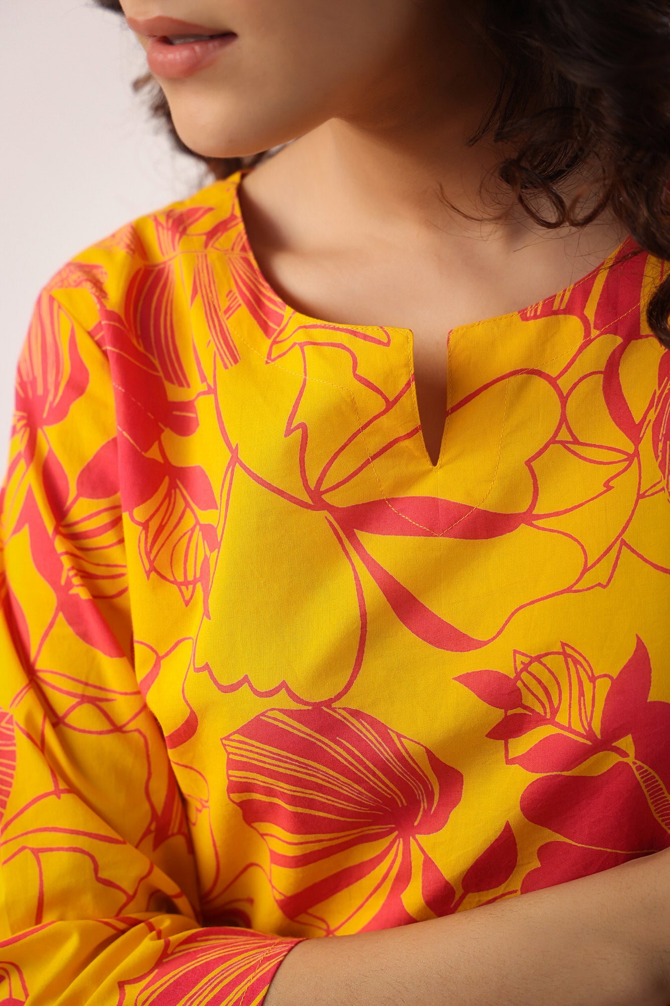 Abstract Art On Mustard Palazzo Loungewear Set