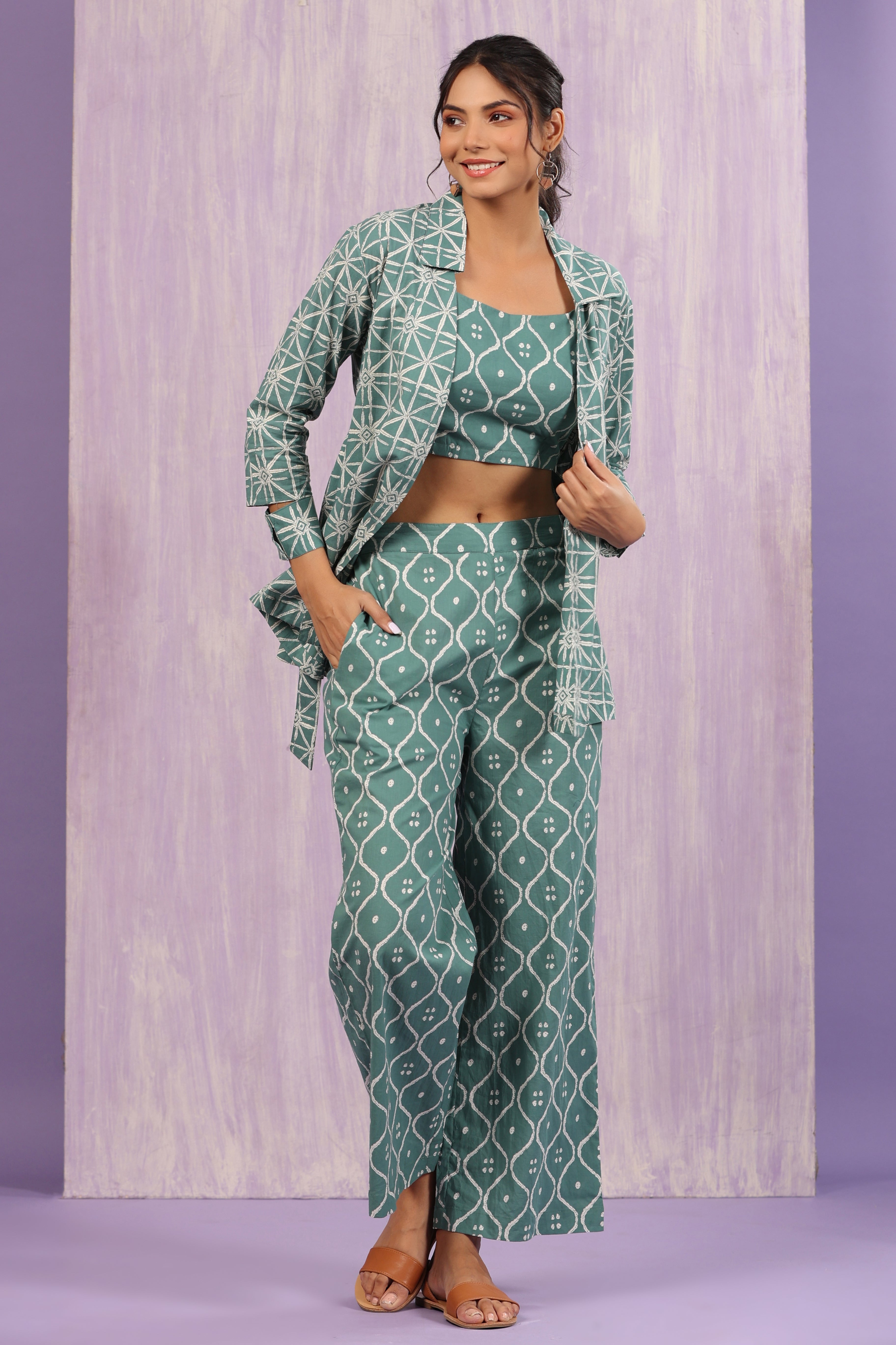 Geometrical Print on Three Piece Coordinate Set