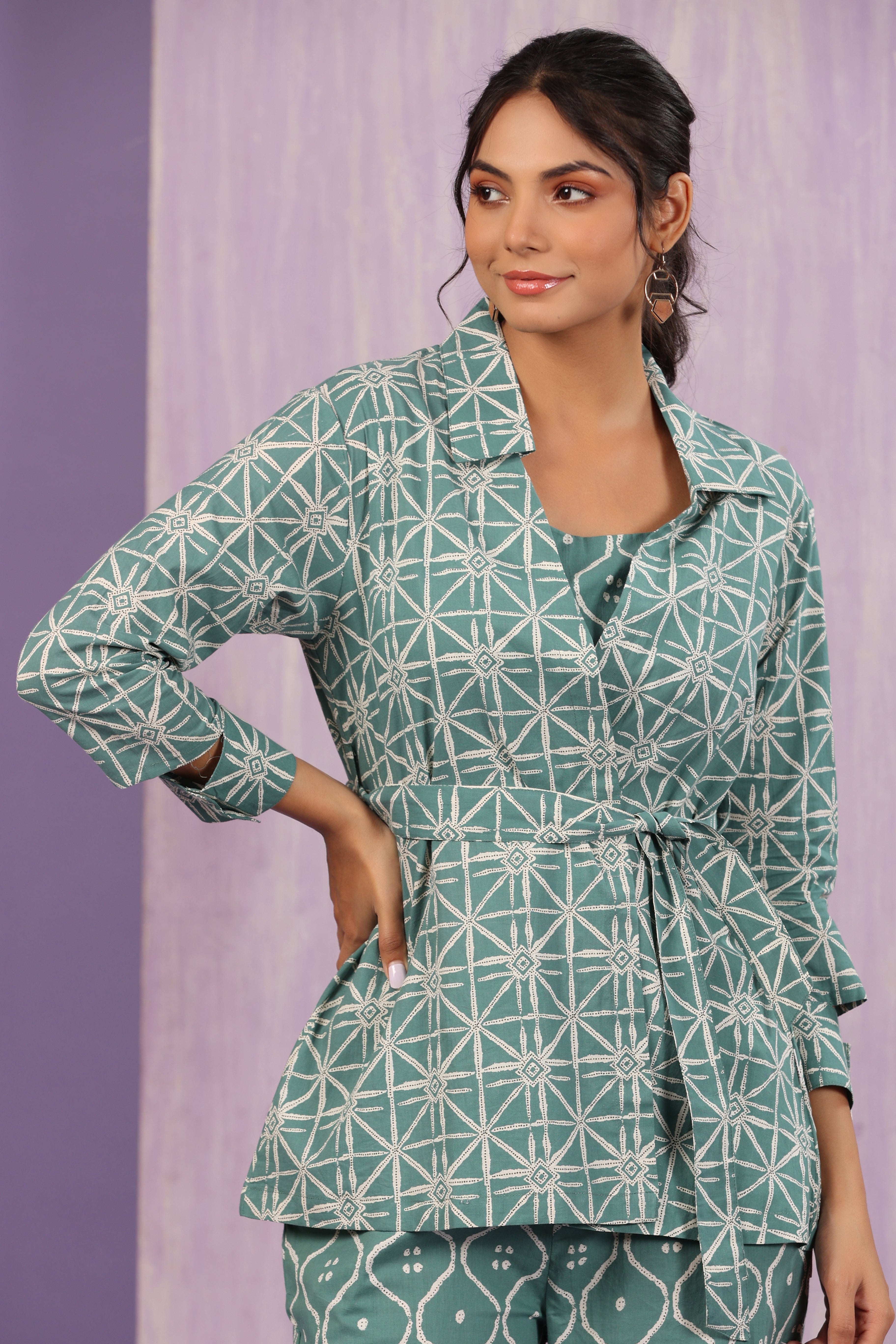 Geometrical Print on Three Piece Coordinate Set