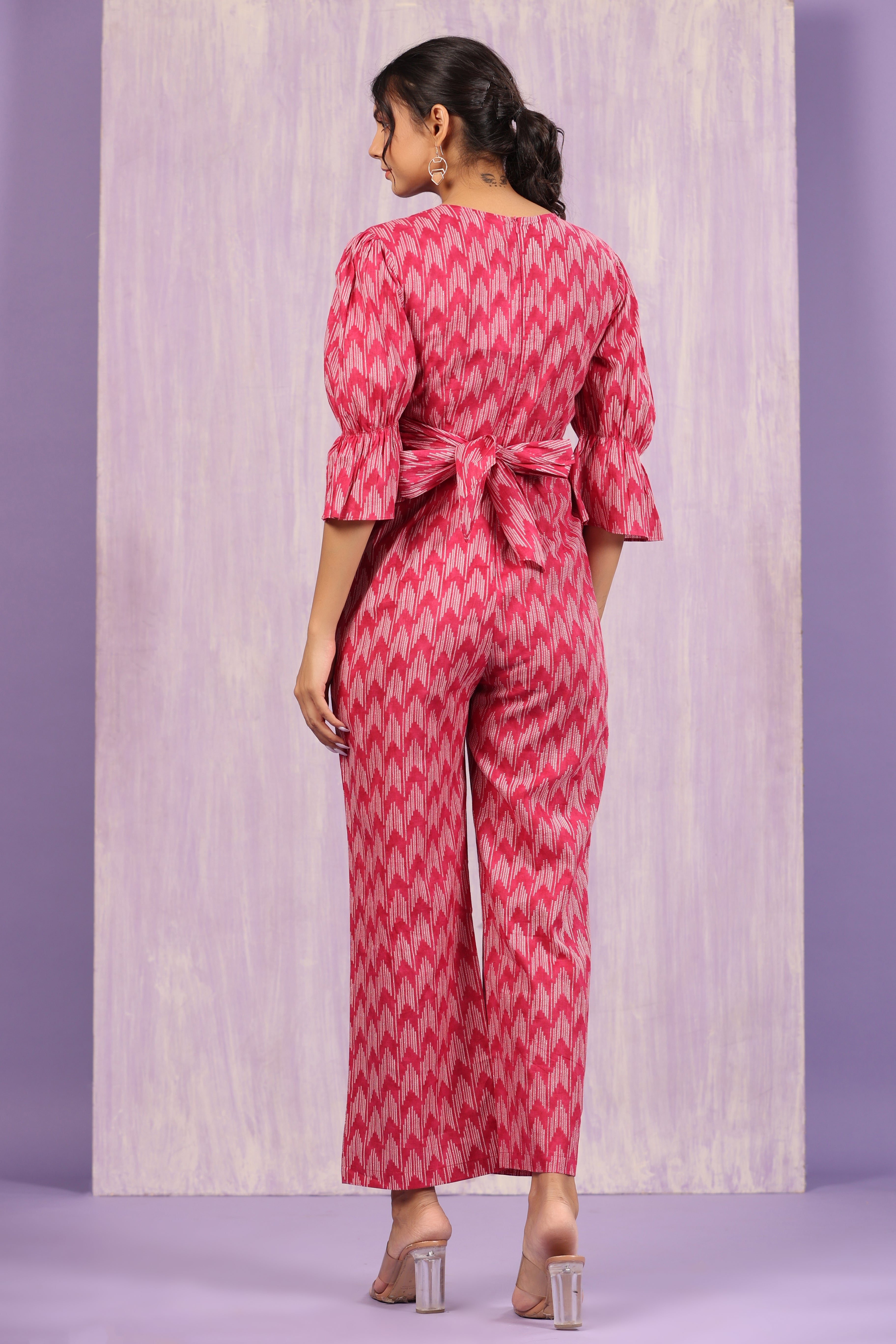 Ikat Shibori on Pink Jumpsuit