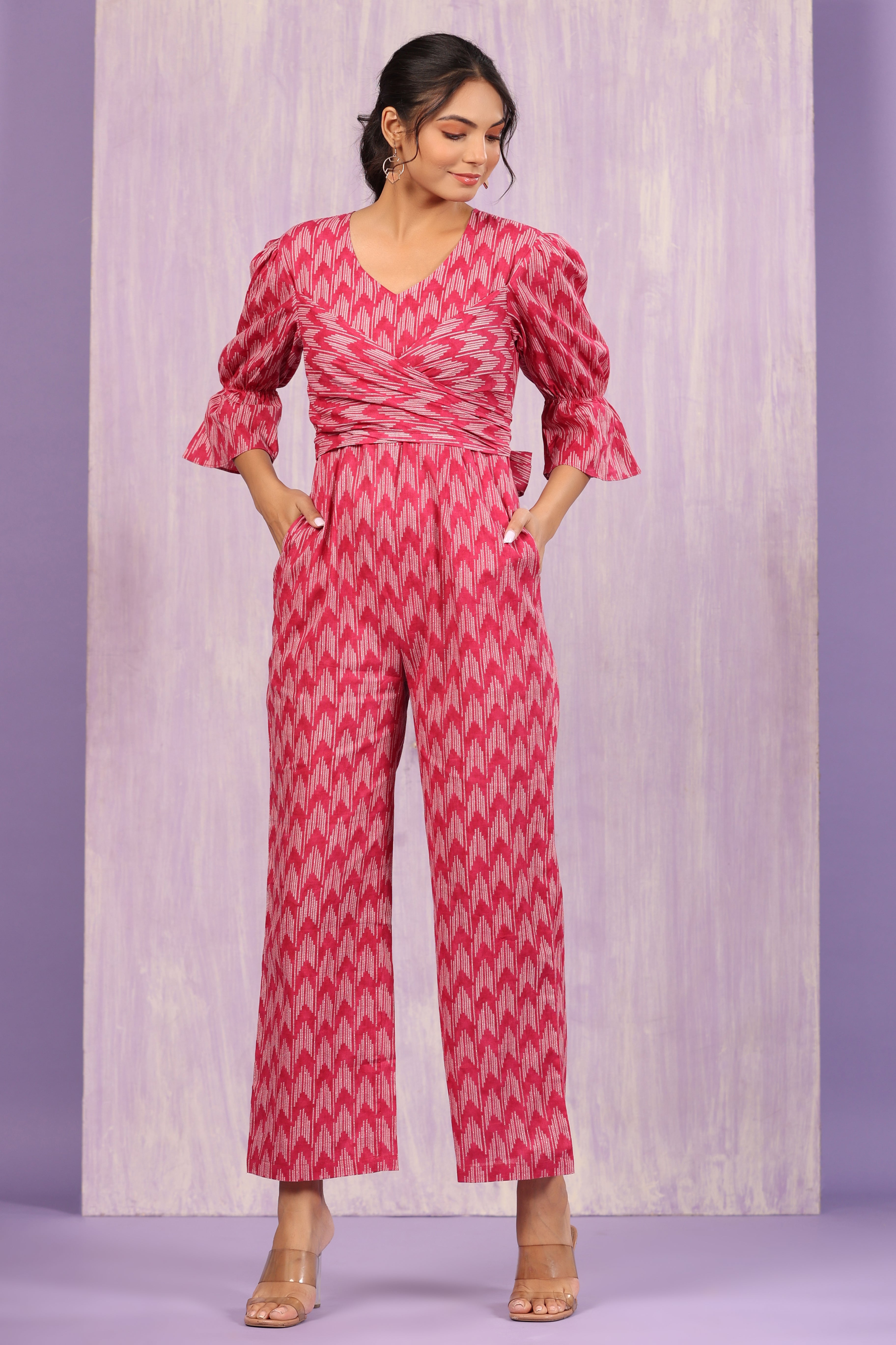 Ikat Shibori on Pink Jumpsuit