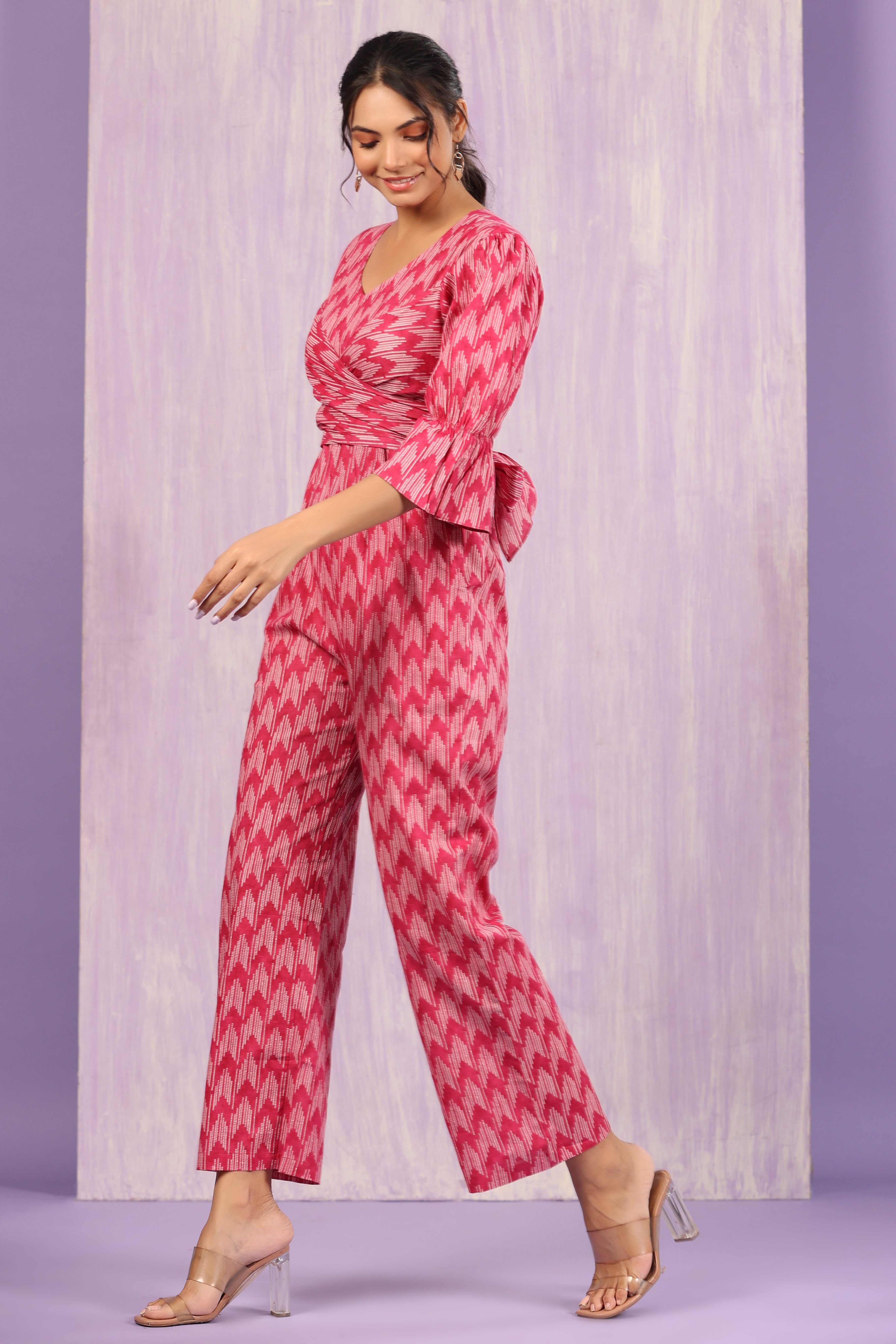 Ikat Shibori on Pink Jumpsuit