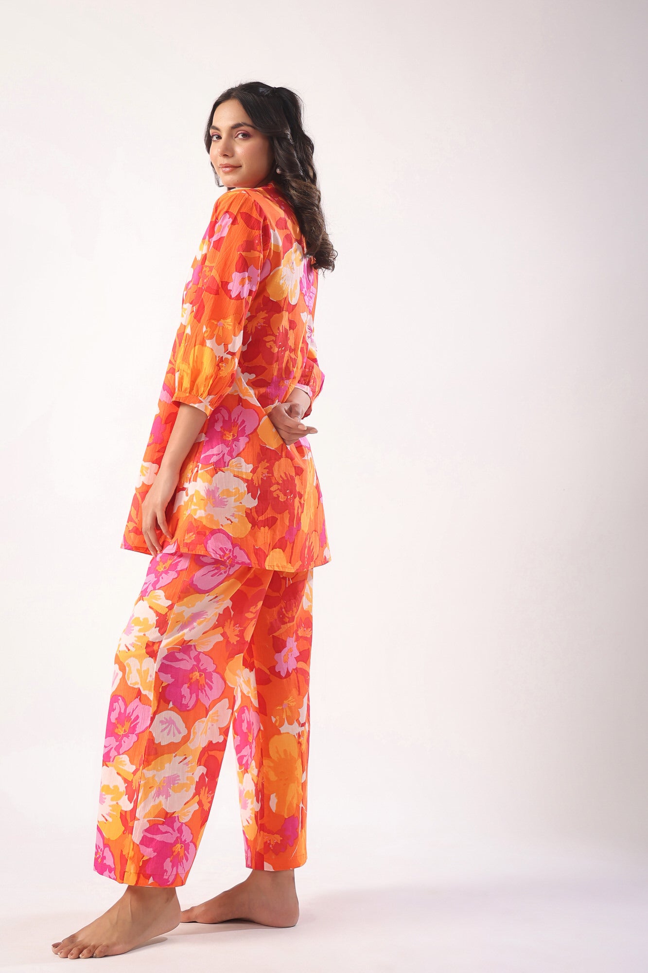 Flower Power Orange Cotton Co-ord Set