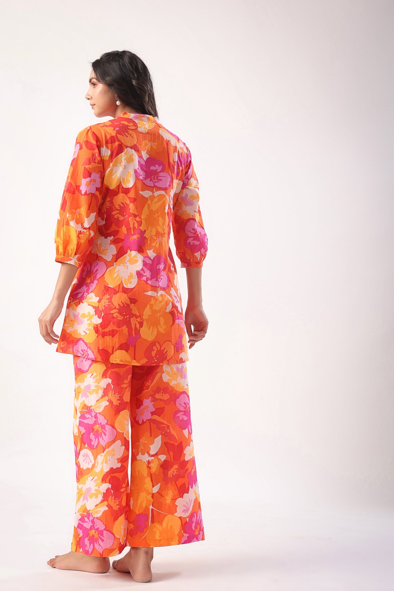 Flower Power Orange Cotton Co-ord Set