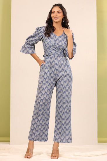 Quiz Frill Wrap Palazzo Jumpsuit in Blue  Lyst