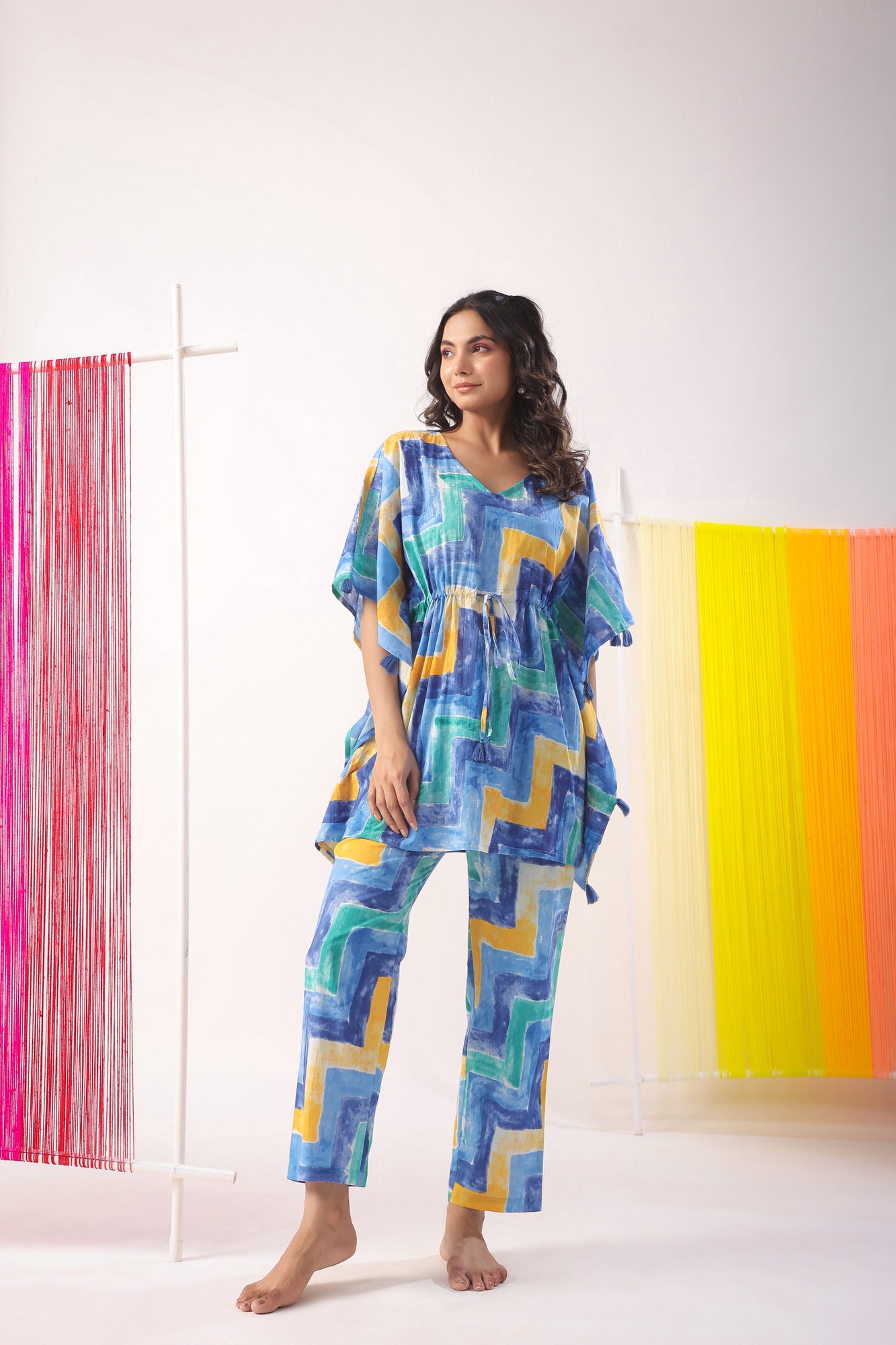 Zig-Zag Print on Kaftan Co-ord Set