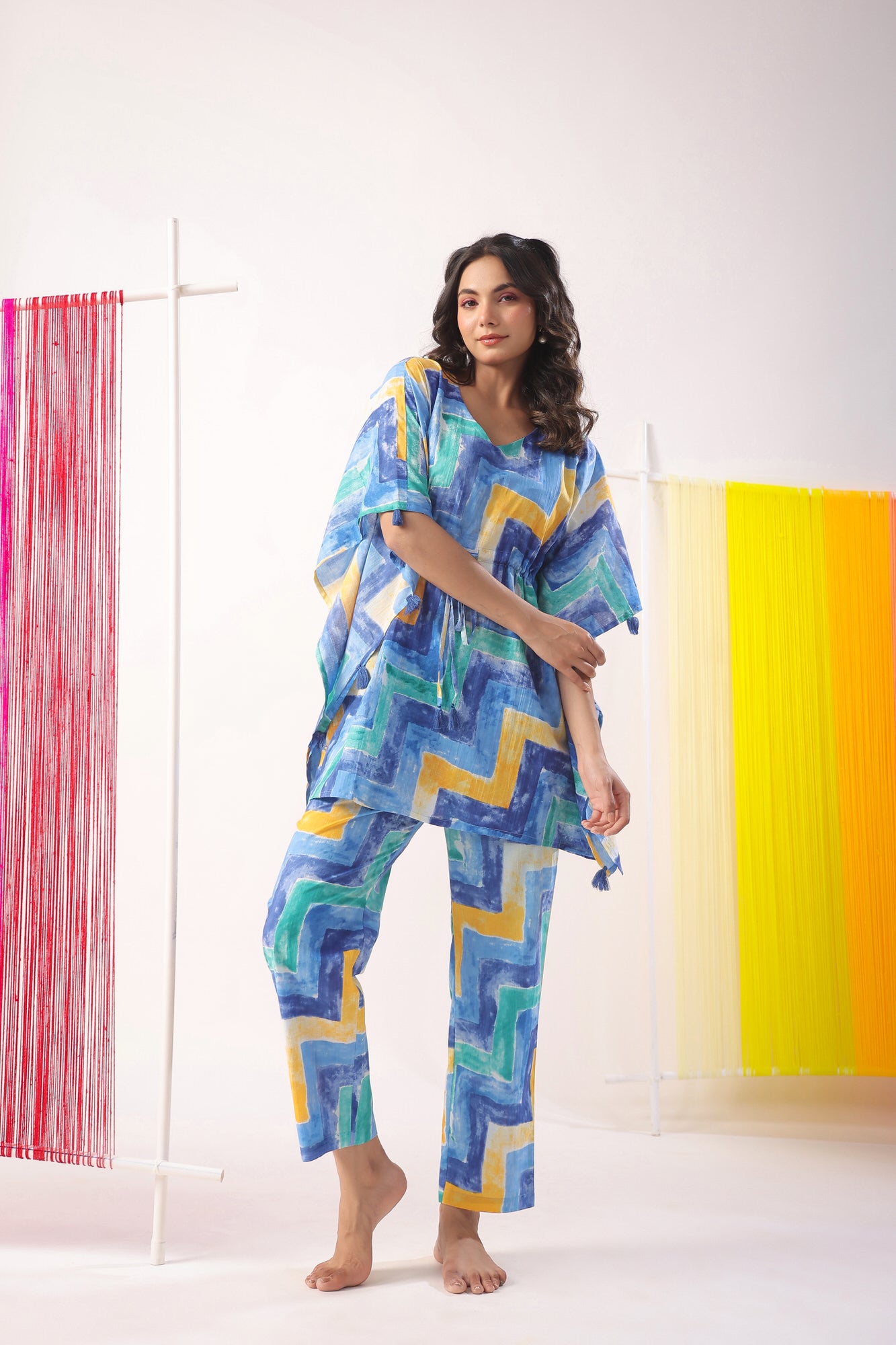 Zig-Zag Print on Kaftan Co-ord Set