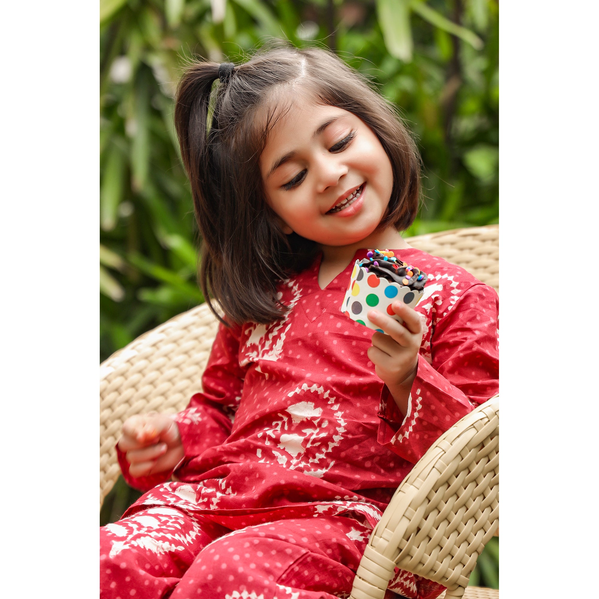 Royal Motifs on Kids Maroon Loungewear Set