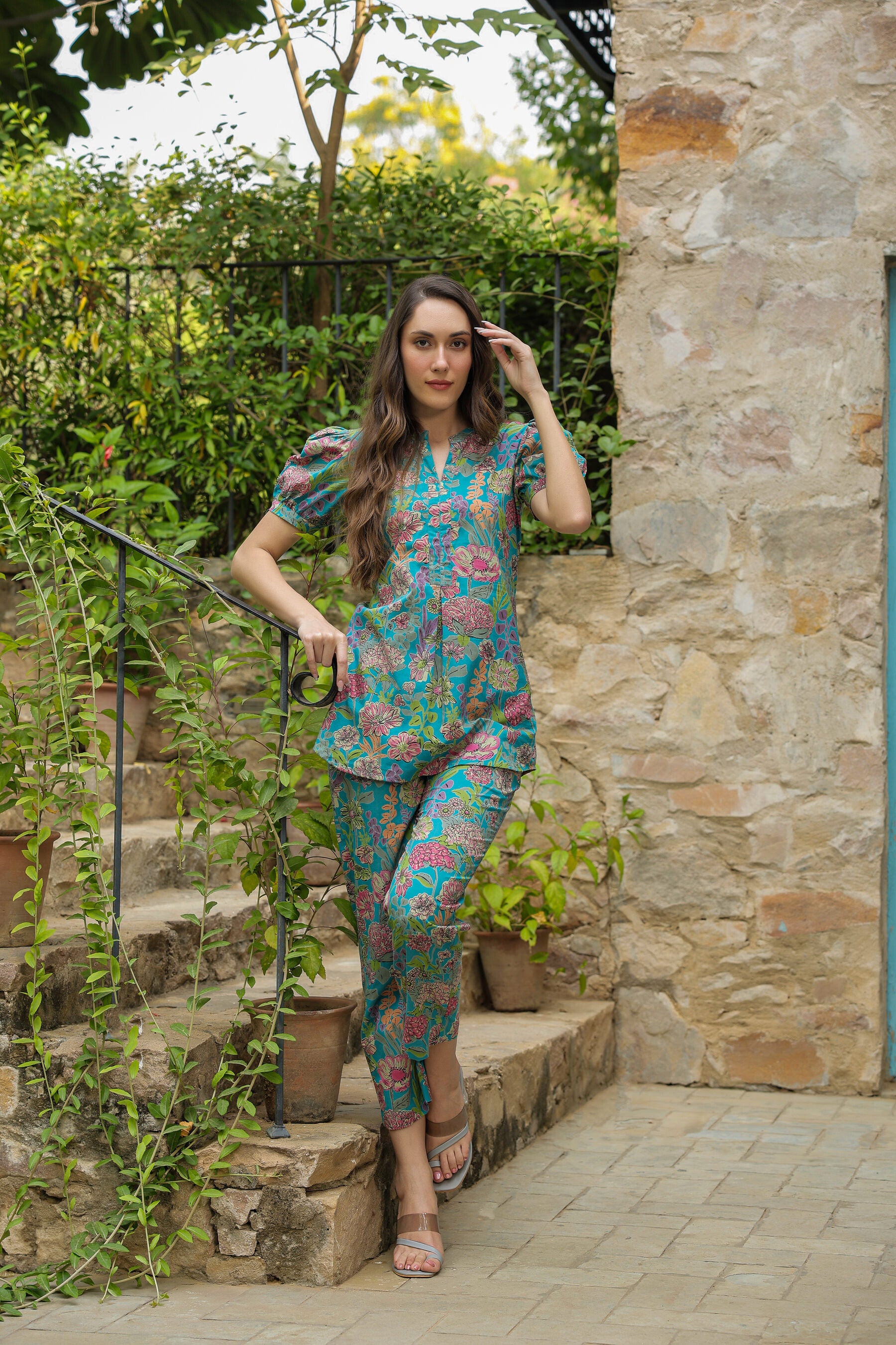 Caribbean escape cotton Loungewear Top Set