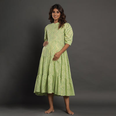 Bandhej on Green Maternity Dress Jisora Jaipur
