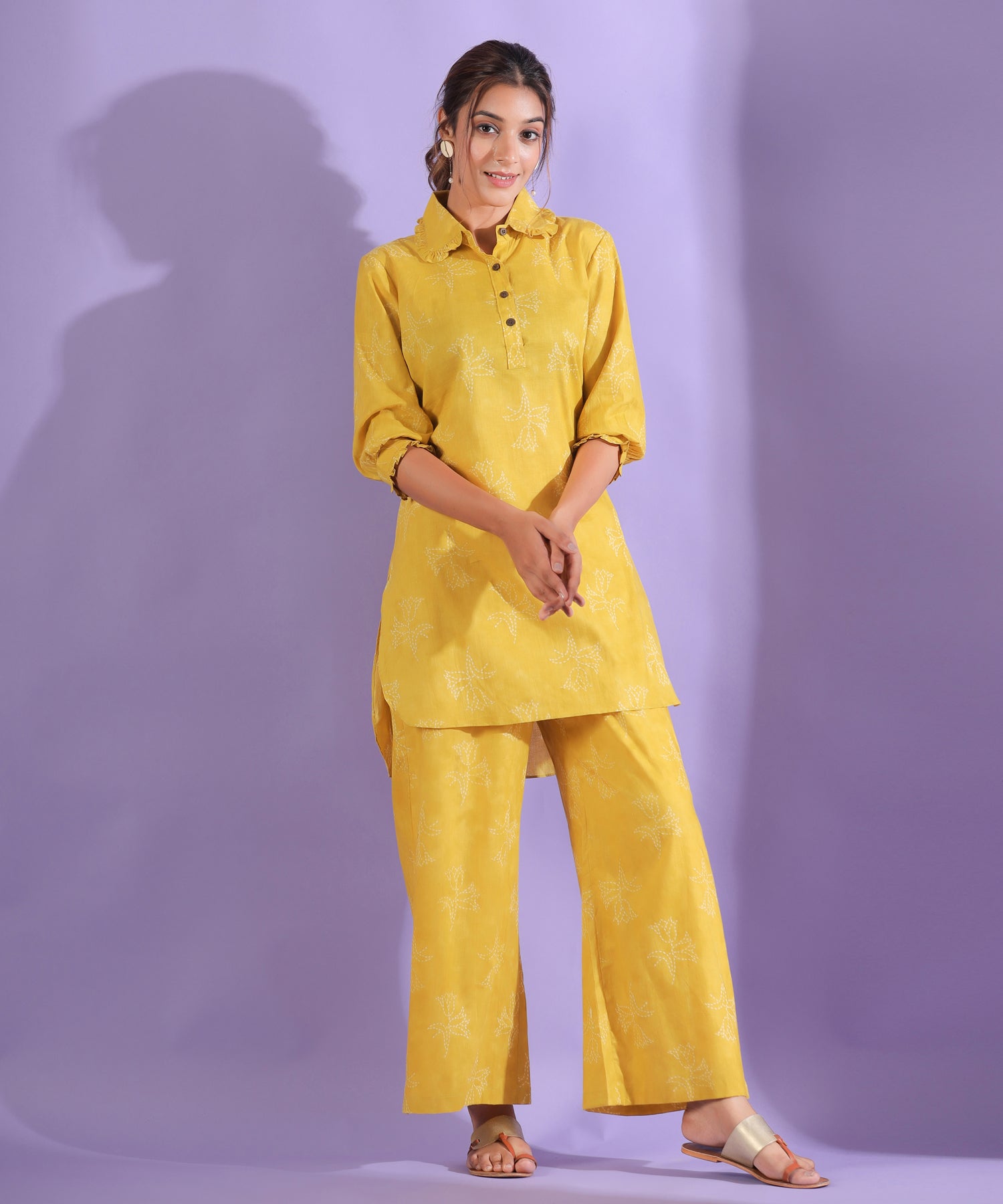 Rosey Embry on Yellow Palazzo Loungewear Set