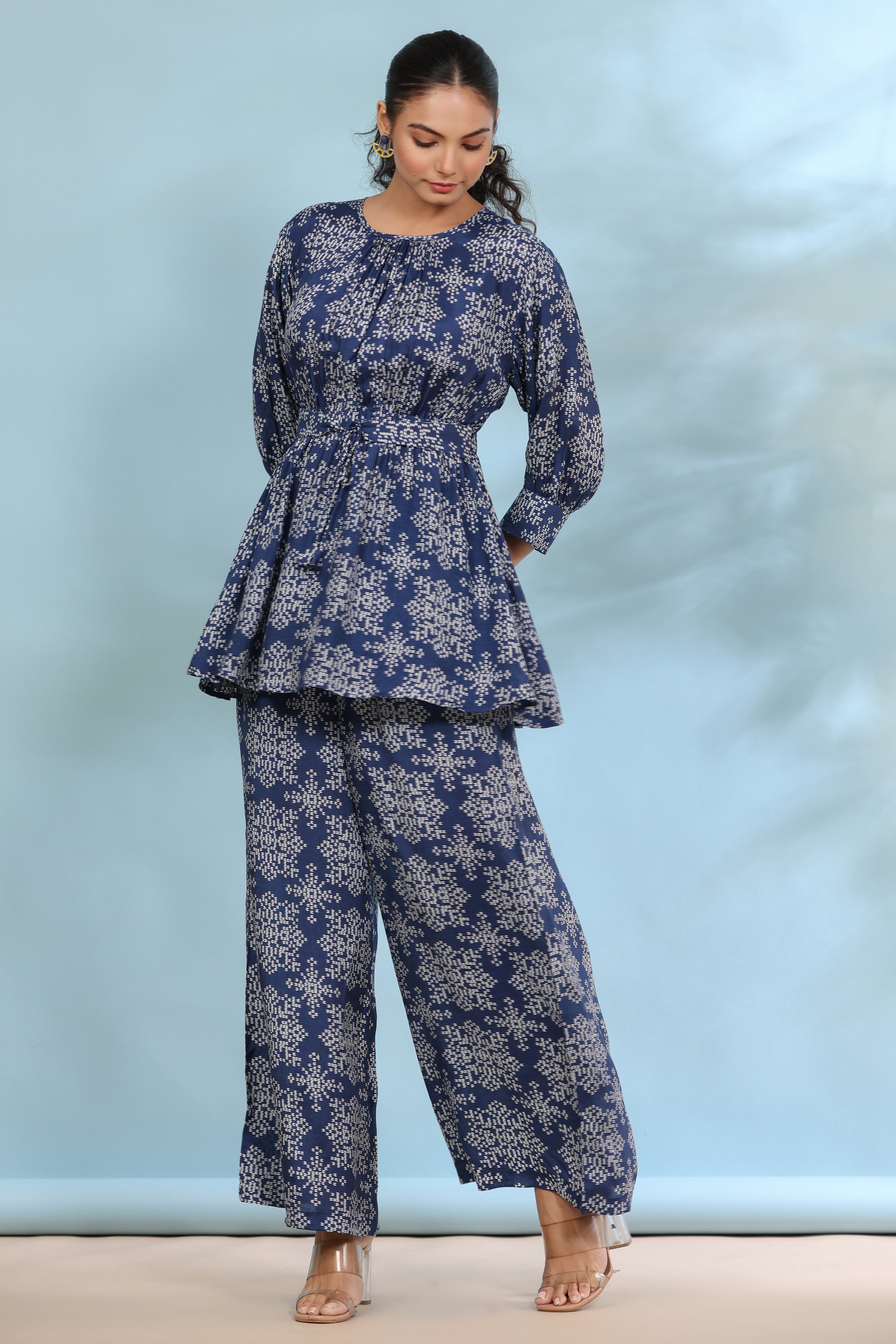 Mid Sky Russian Silk Blue Co-ordinate Set