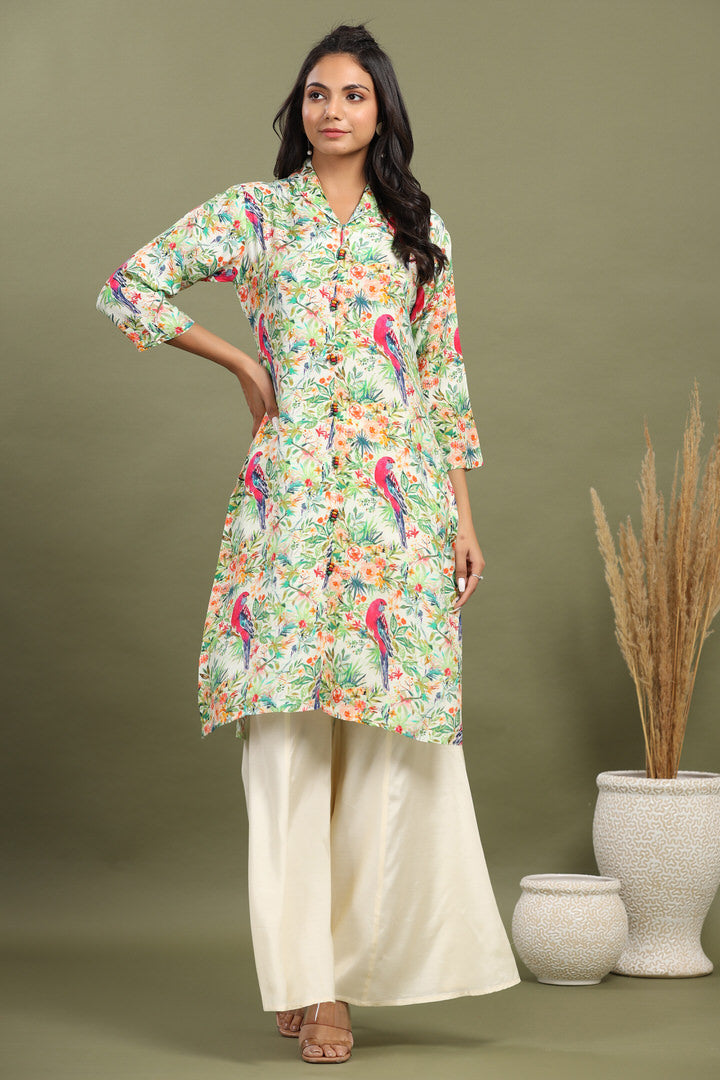 Magnolia Top with Sharara on Muslin Silk Co-ord Set