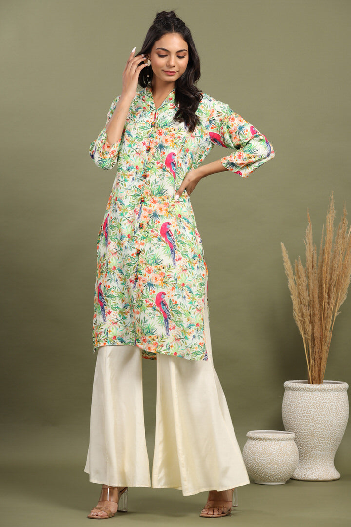 Magnolia Top with Sharara on Muslin Silk Co-ord Set