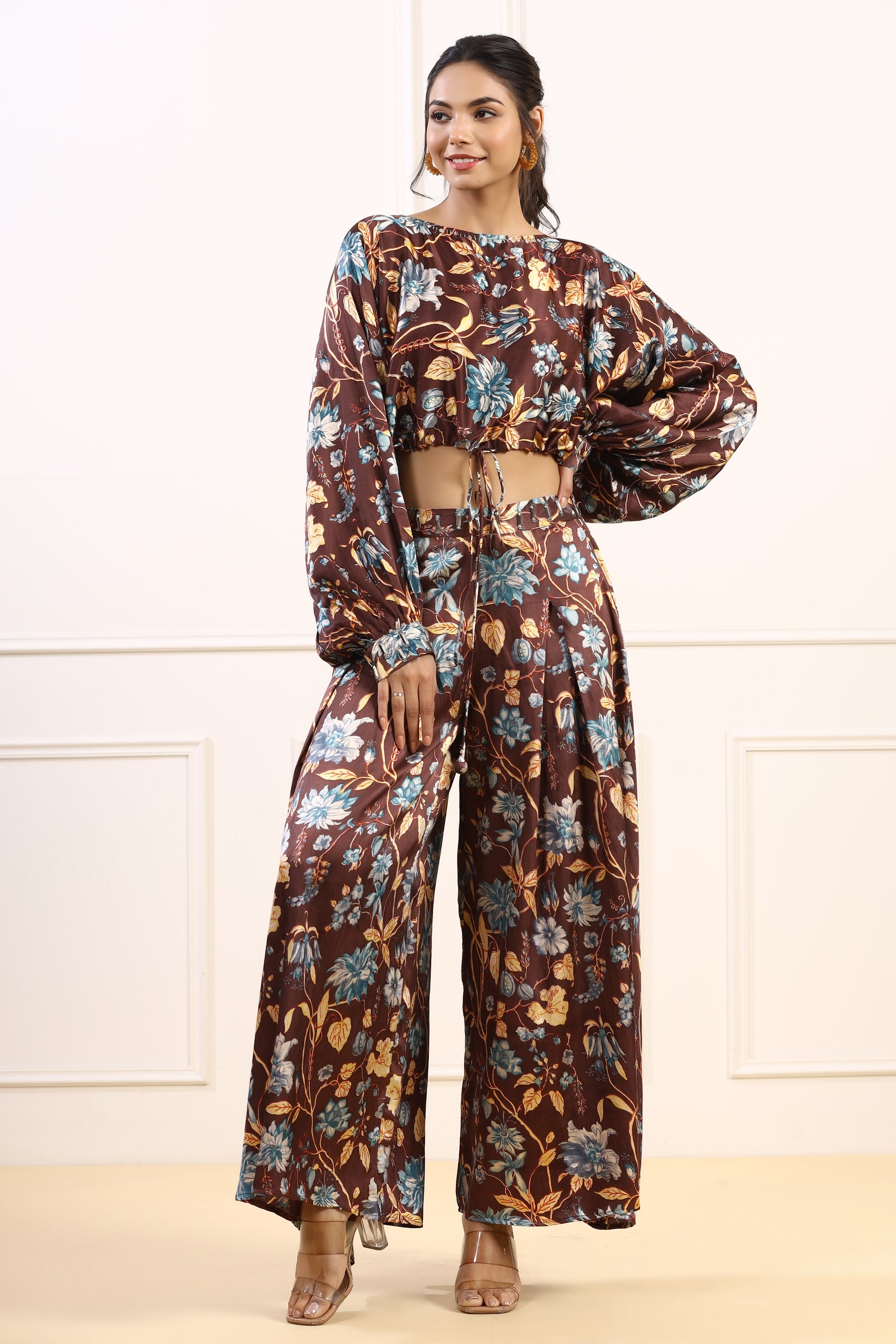 Cocoa Blossom Spleador Satin Co ord Set