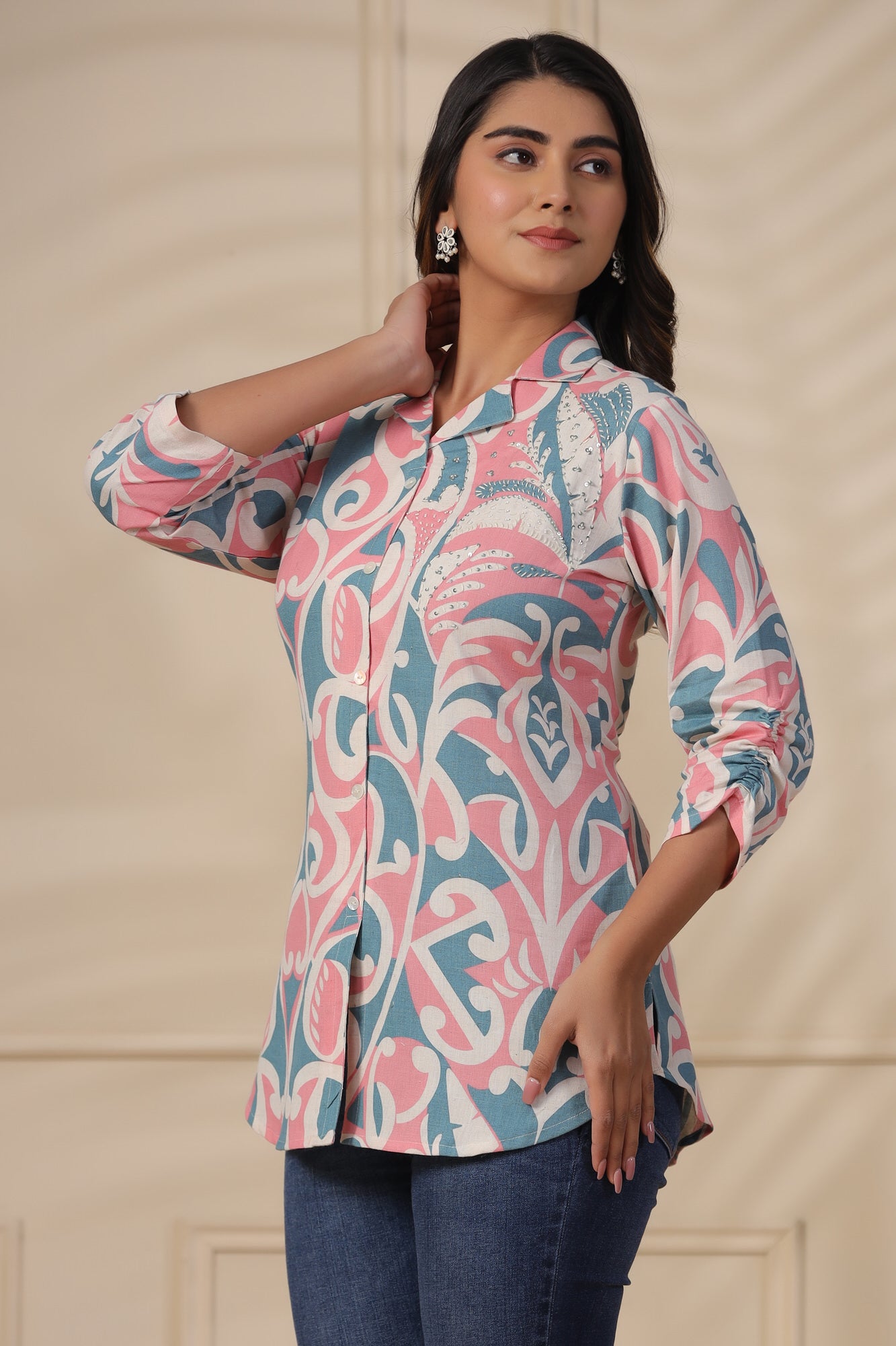 Blooming Tri-Color Khadi Cotton Shirt